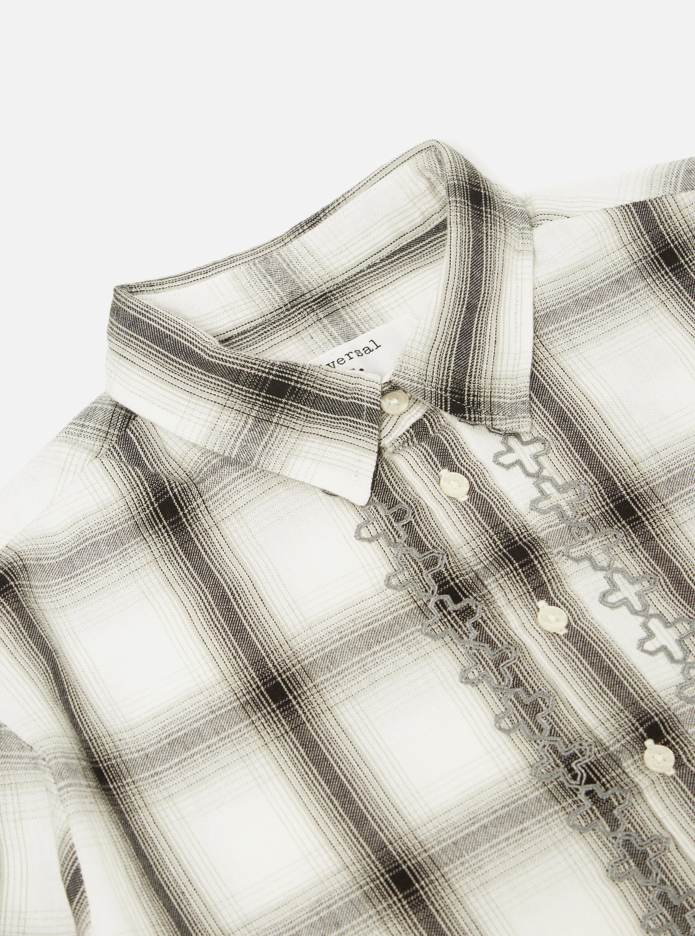 Universal Works Kurta Shirt in Ecru Shadow Check sold by Universal Works product image thumbnail 3