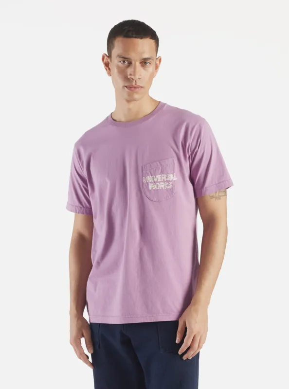Universal Works Print Pocket Tee in Lilac Organic Jersey sold by Universal Works