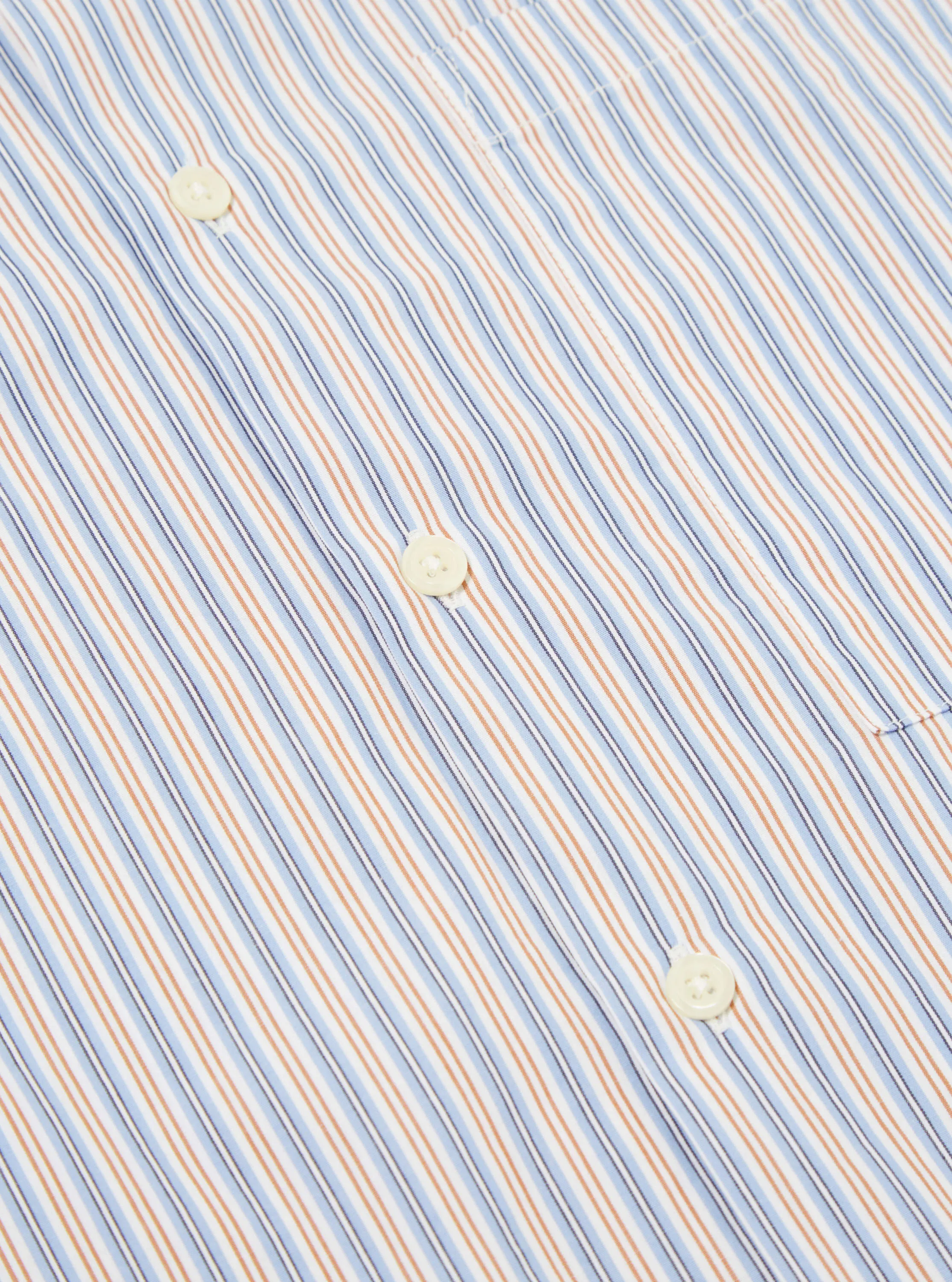 Universal Works Camp Shirt II in Blue/Orange Busy Stripe Cotton sold by Universal Works product image thumbnail 5