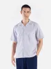 Universal Works Camp Shirt II in Blue/Orange Busy Stripe Cotton sold by Universal Works