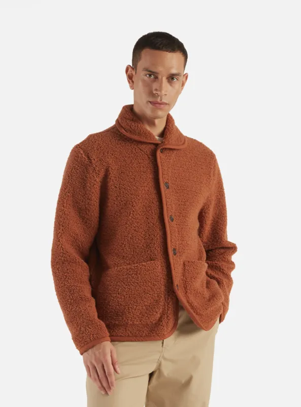 Universal Works Lancaster Jacket in Rust Alvar Fleece sold by Universal Works