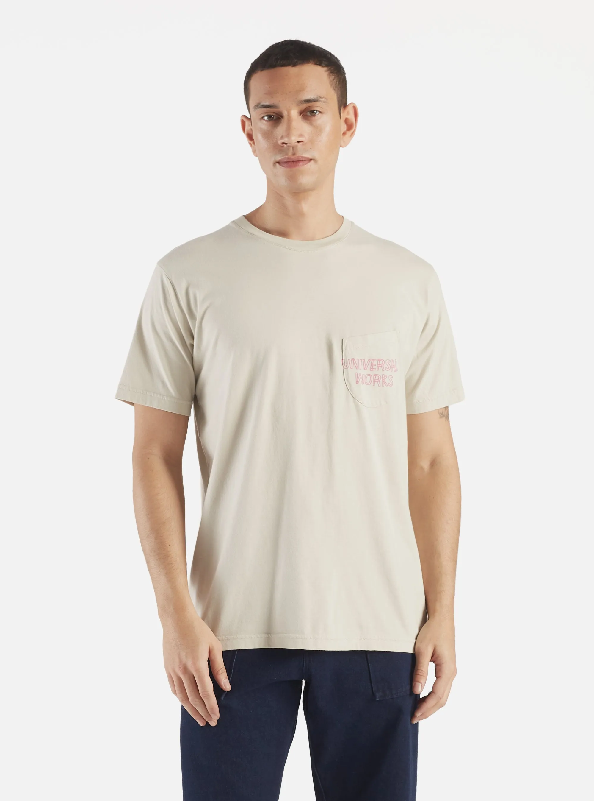 Universal Works Print Pocket Tee in Driftwood Organic Jersey sold by Universal Works