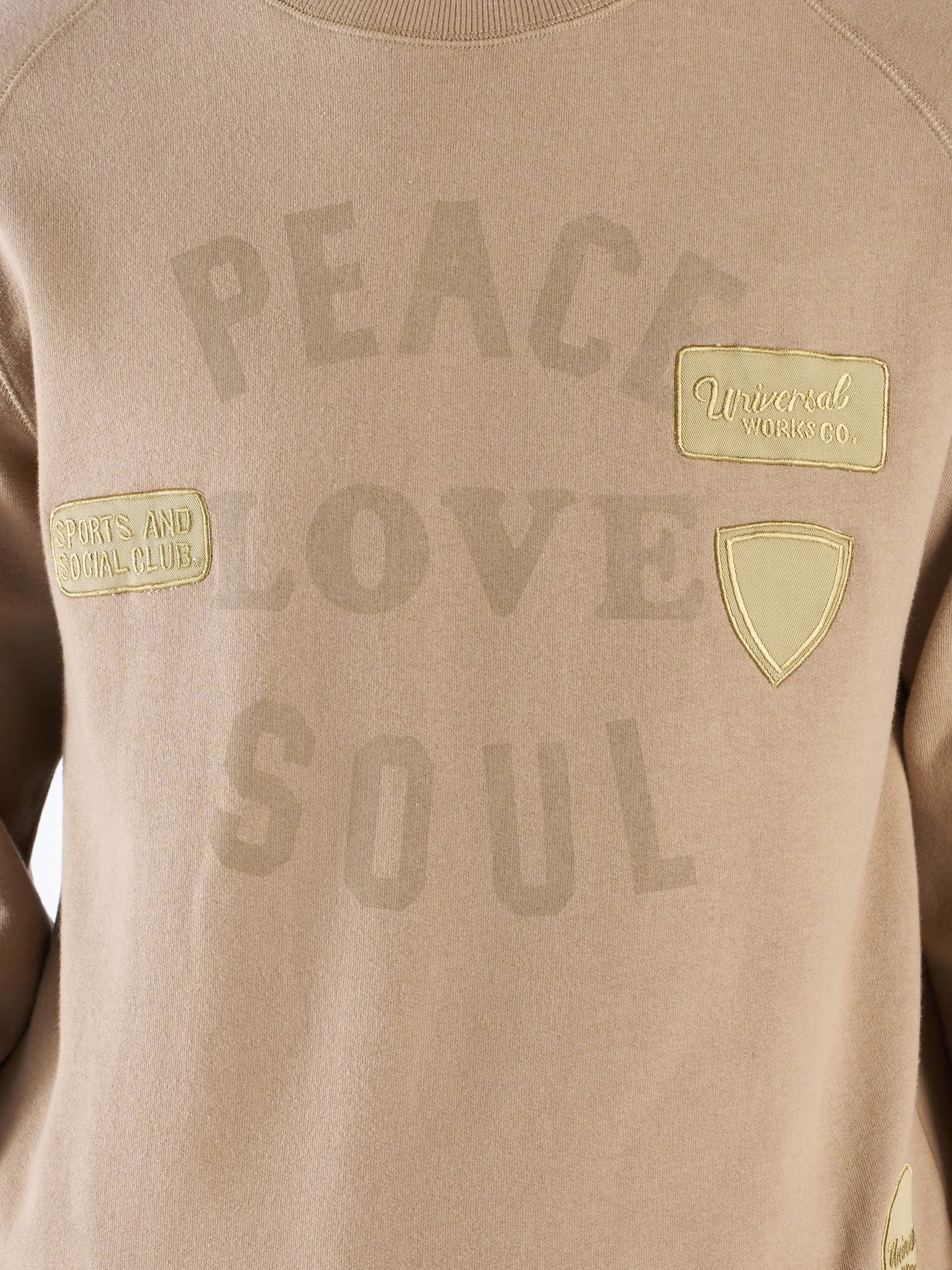 Universal Works 'Peace, Love & Soul' Sweatshirt in Sand Brush Back Sweat sold by Universal Works product image thumbnail 4