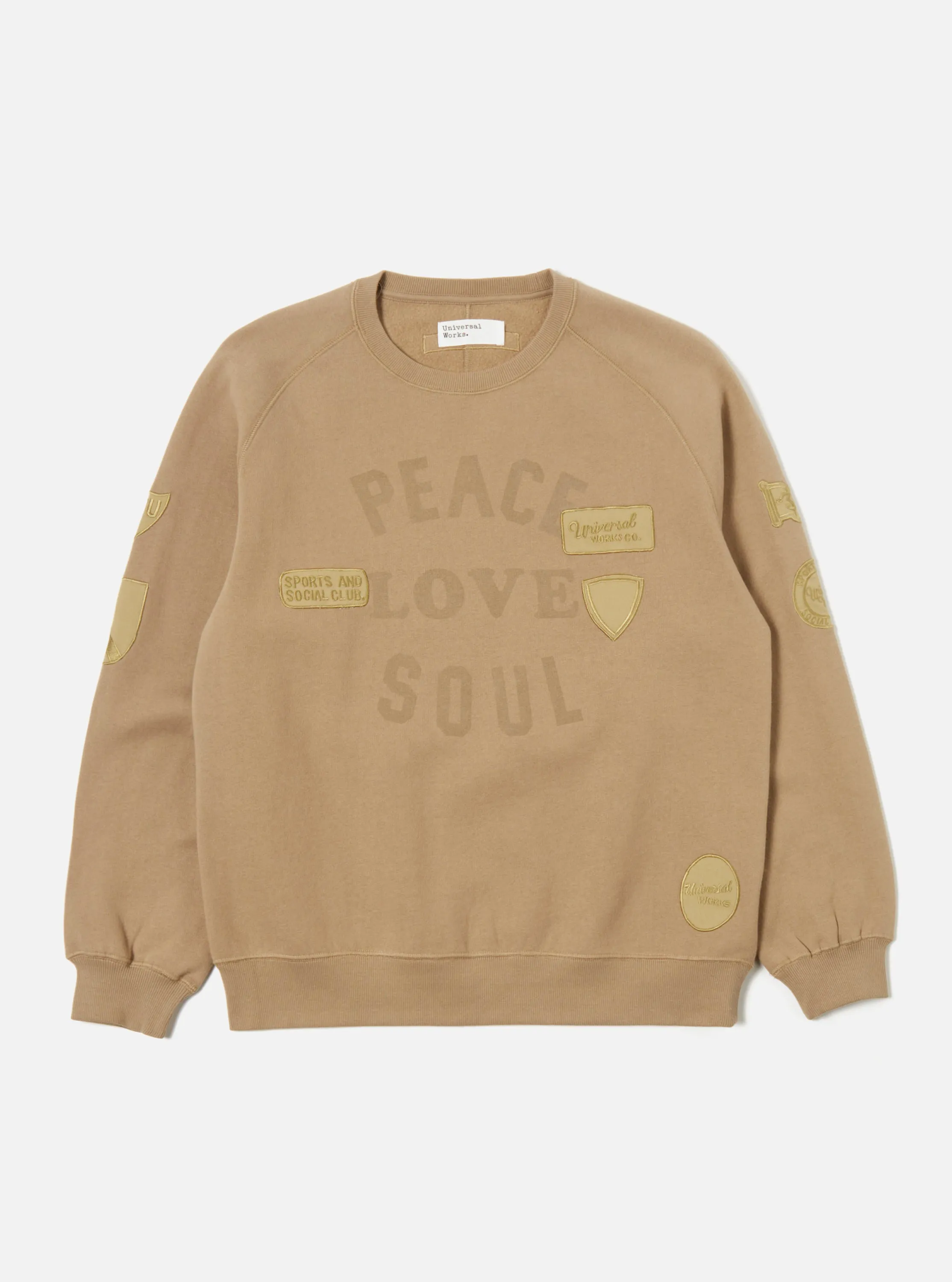 Universal Works 'Peace, Love & Soul' Sweatshirt in Sand Brush Back Sweat sold by Universal Works product image thumbnail 2