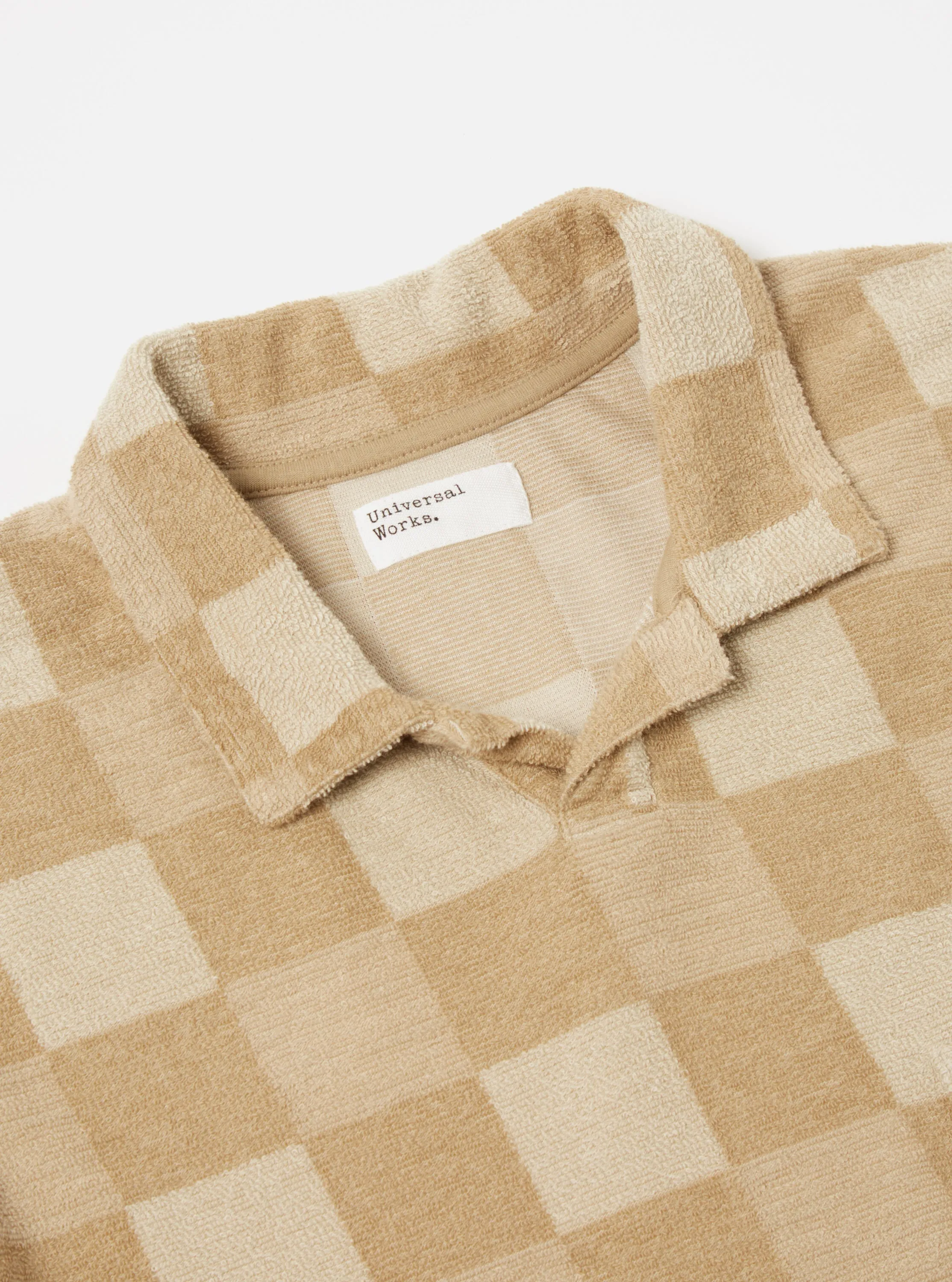 Universal Works Vacation Polo in Sand Checkboard Towelling sold by Universal Works product image thumbnail 4