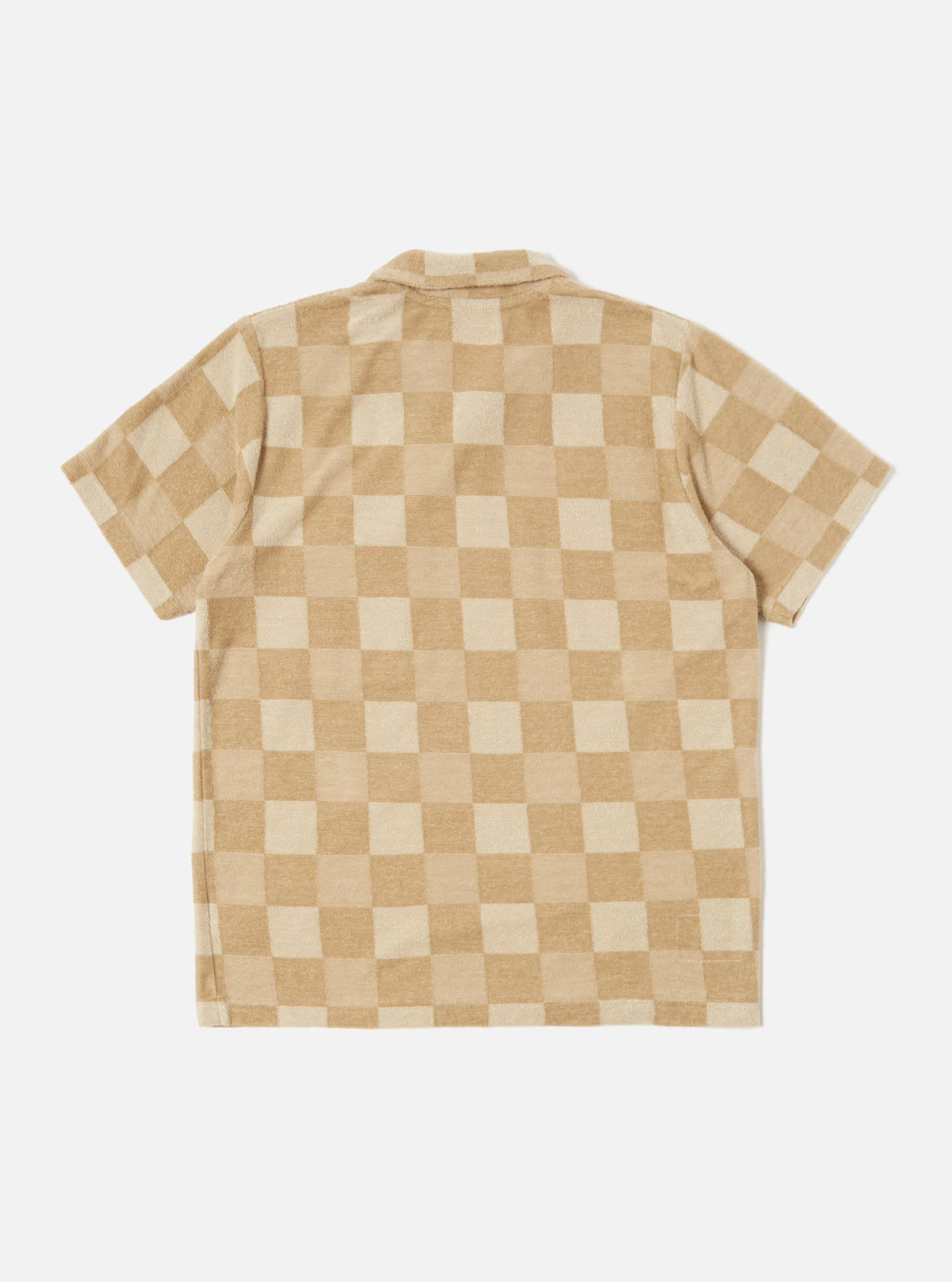 Universal Works Vacation Polo in Sand Checkboard Towelling sold by Universal Works product image thumbnail 3
