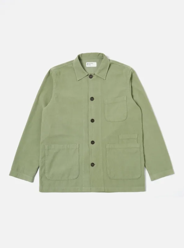 Universal Works Bakers Overshirt in Light Olive Fine Cord sold by Universal Works