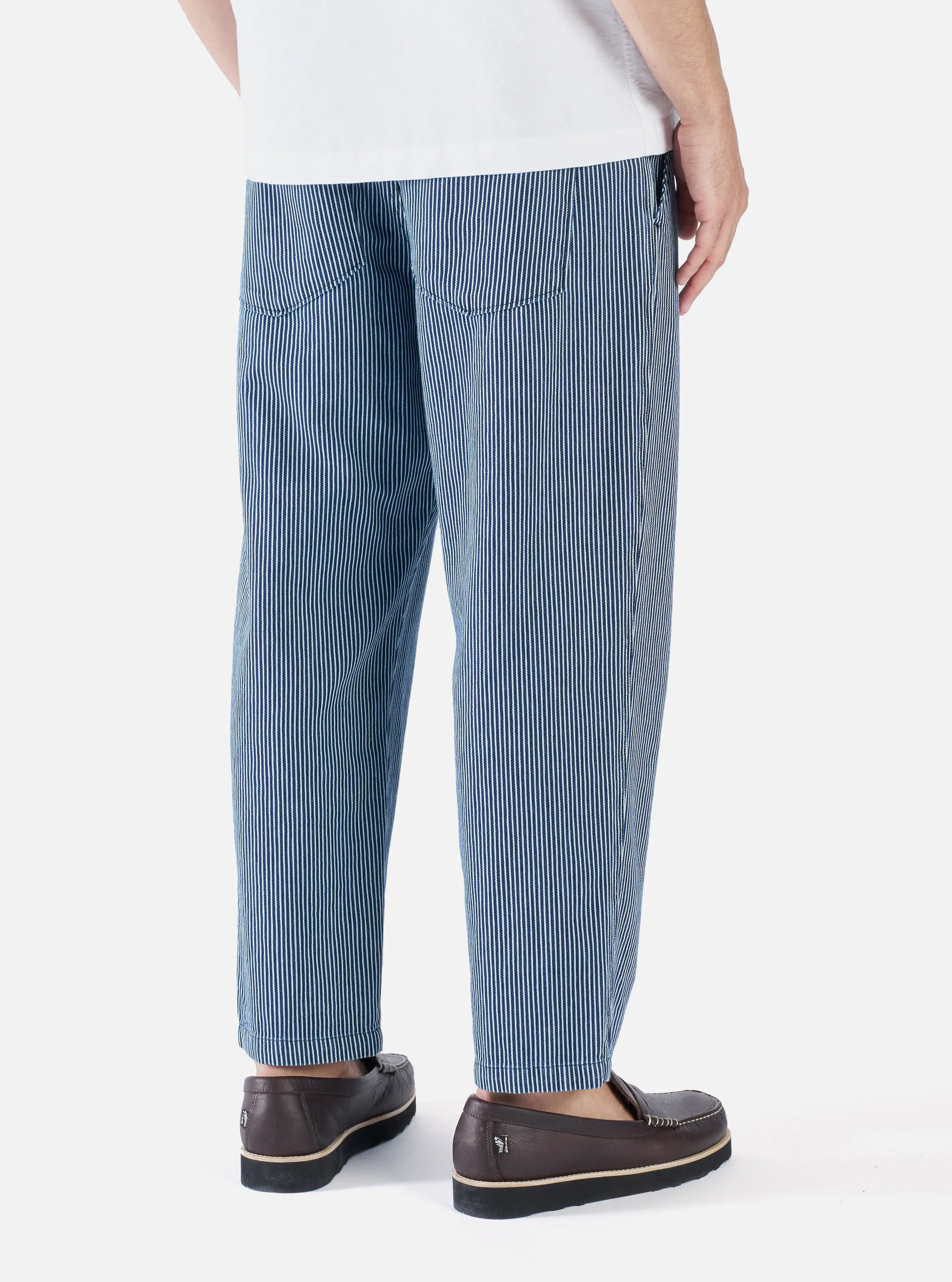 Universal Works Hi Water Trouser in Indigo Hickory Stripe Denim sold by Universal Works product image thumbnail 2