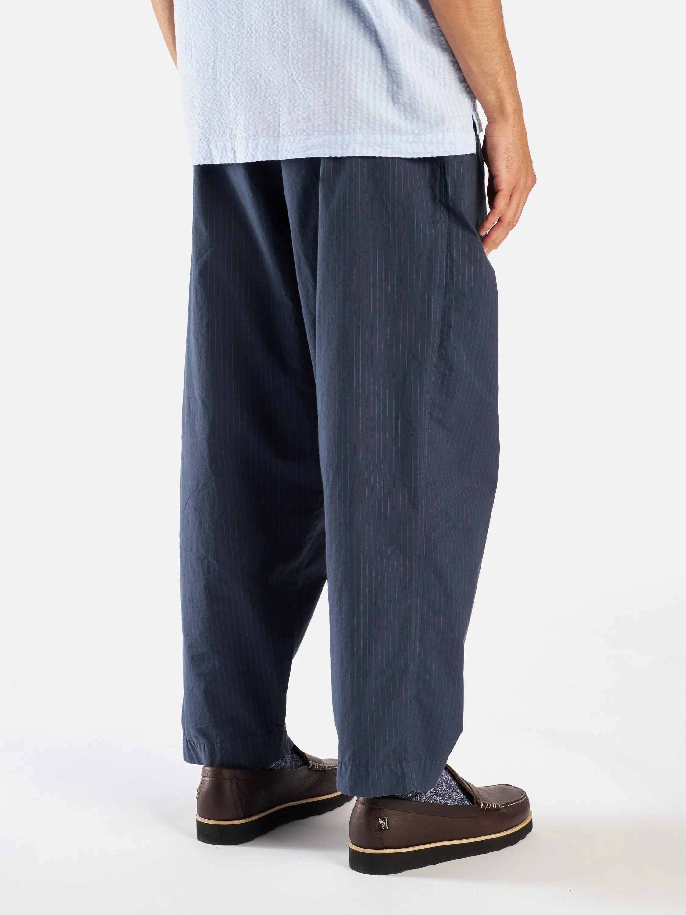 Universal Works Pleated Track Pant in Navy Nearly Pinstripe sold by Universal Works product image thumbnail 3