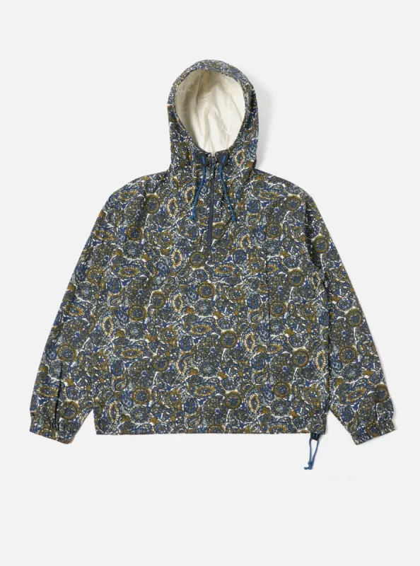 Universal Works Pullover Anorak in Navy Artist Print Cotton sold by Universal Works