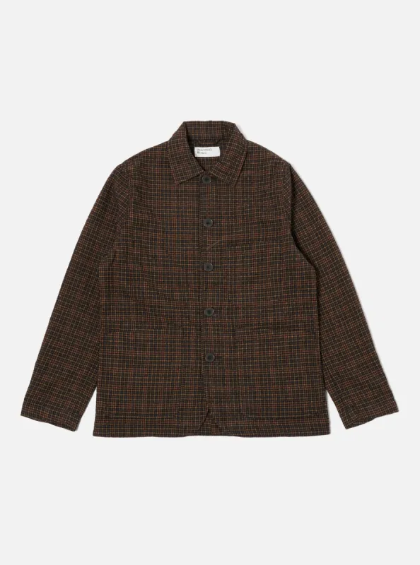 Universal Works Bakers Jacket in Black/Olive Albuquerque Check sold by Universal Works