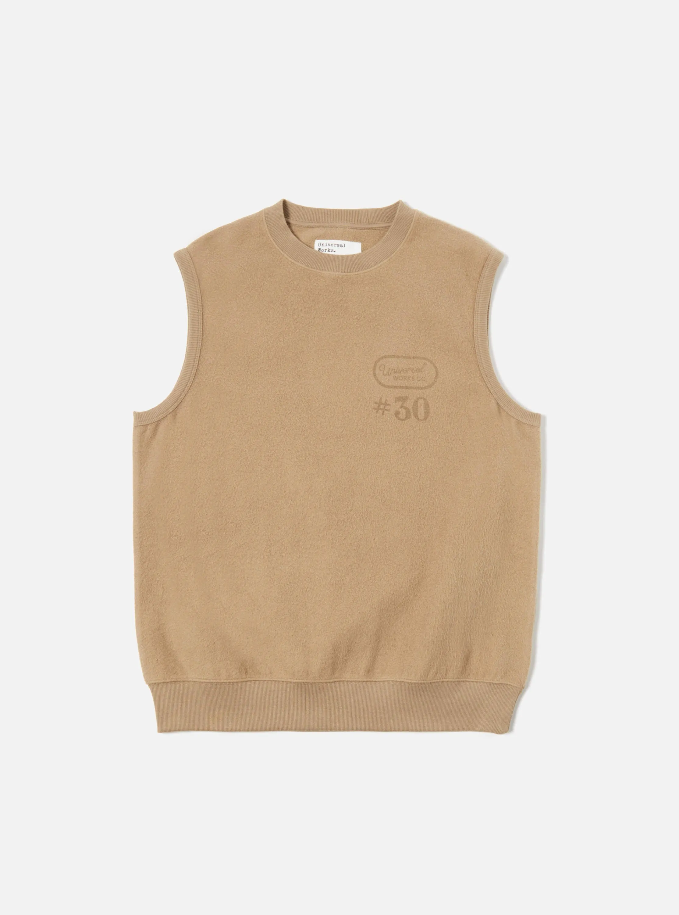 Universal Works Sleeveless Crew in Sand Brush Back Sweatshirt sold by Universal Works product image thumbnail 2