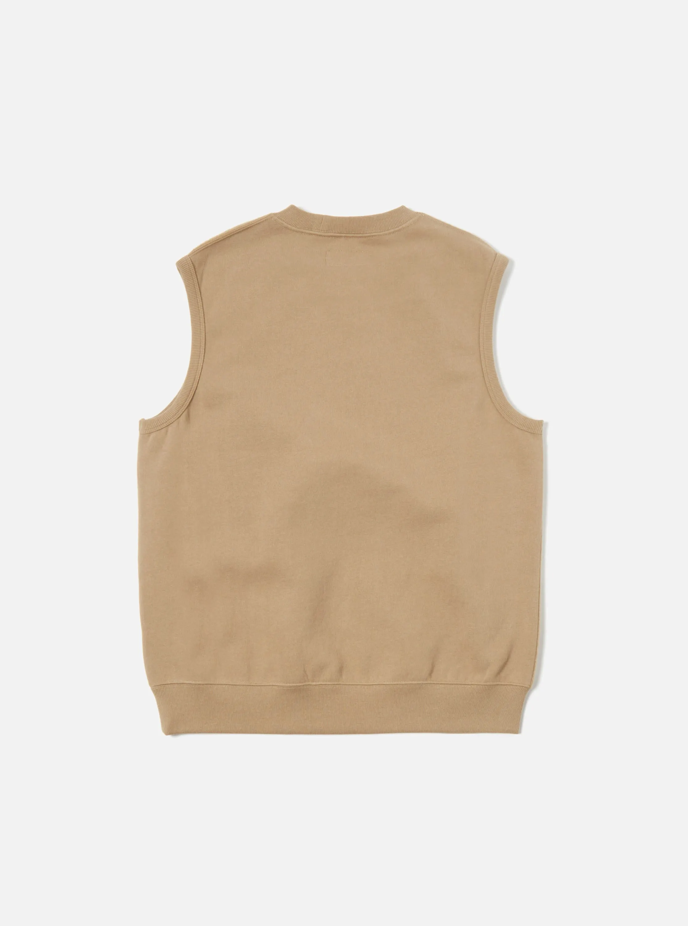 Universal Works Sleeveless Crew in Sand Brush Back Sweatshirt sold by Universal Works product image thumbnail 3