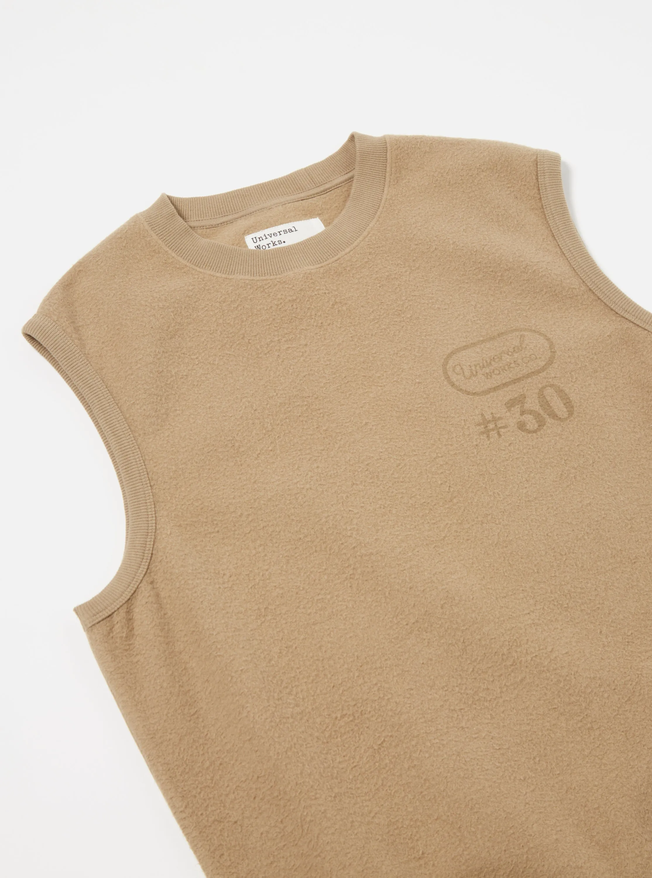 Universal Works Sleeveless Crew in Sand Brush Back Sweatshirt sold by Universal Works product image thumbnail 5