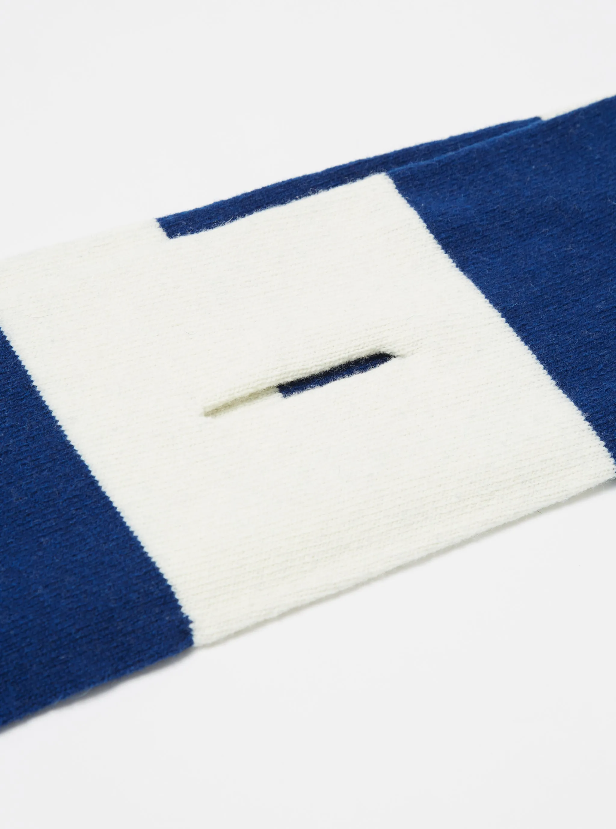 Ecru/Blue Soft Wool Deluxe Football Scarf sold by Universal Works product image thumbnail 3