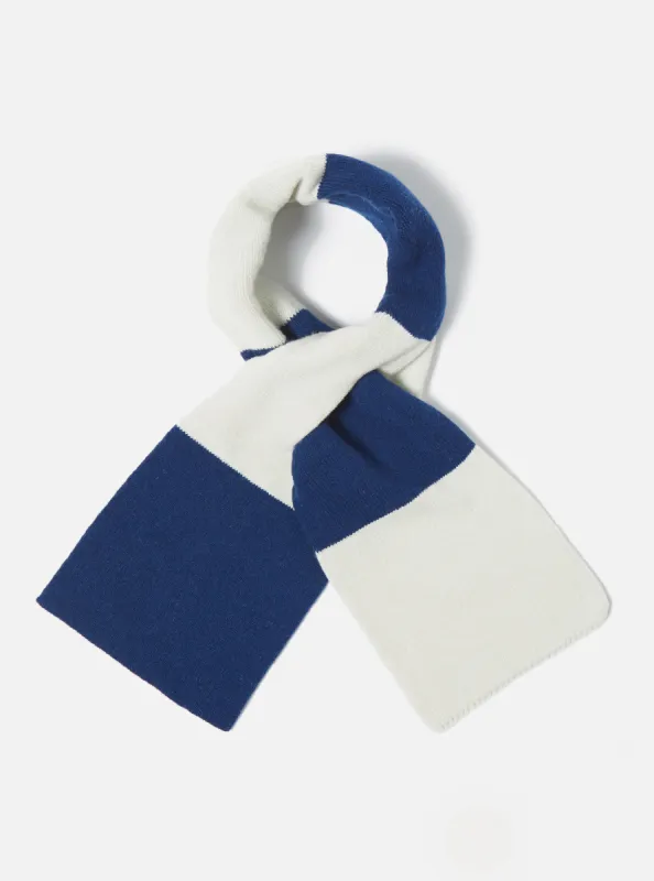 Ecru/Blue Soft Wool Deluxe Football Scarf sold by Universal Works