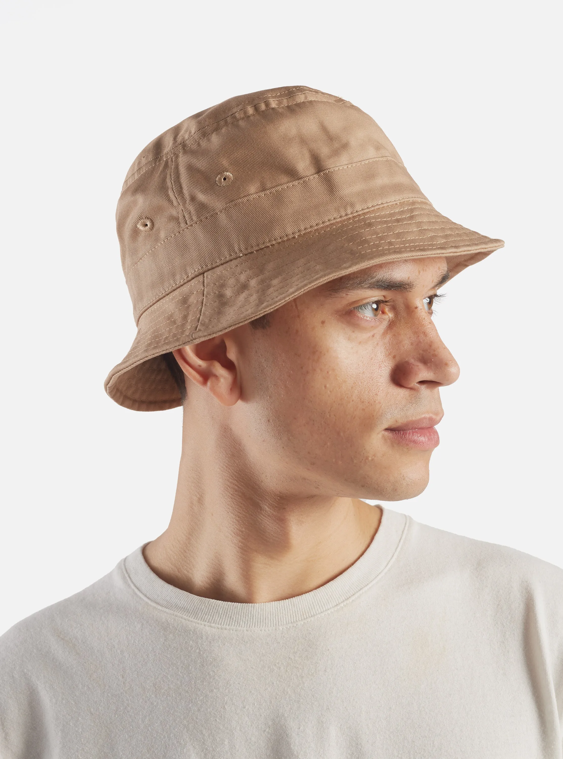 Universal Works Bucket Hat in Summer Oak Twill Cotton sold by Universal Works