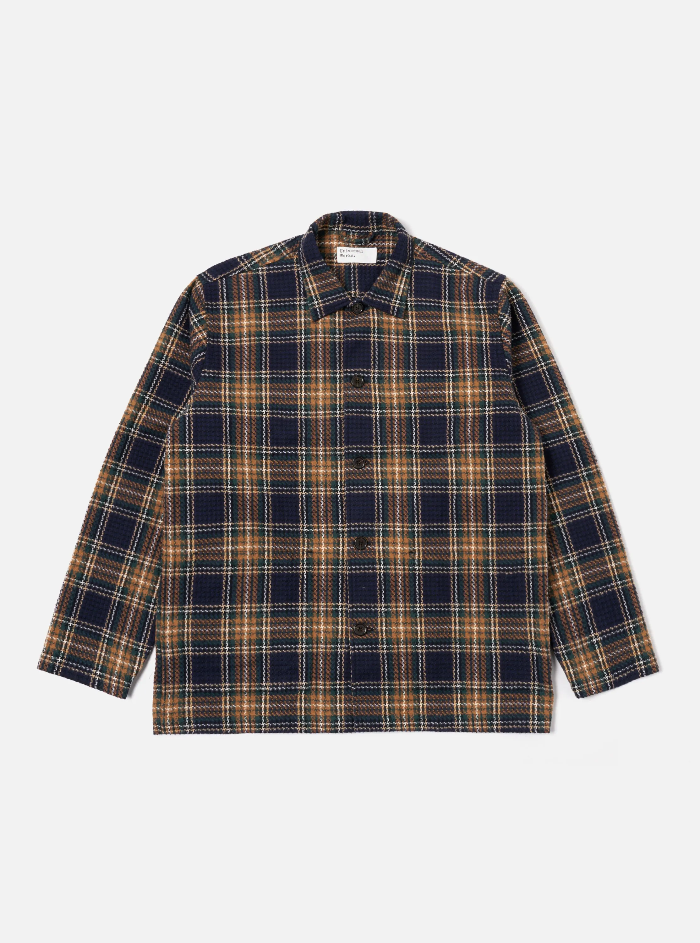 Universal Works Easy Jacket in Navy/Green Lake Cotton sold by Universal Works