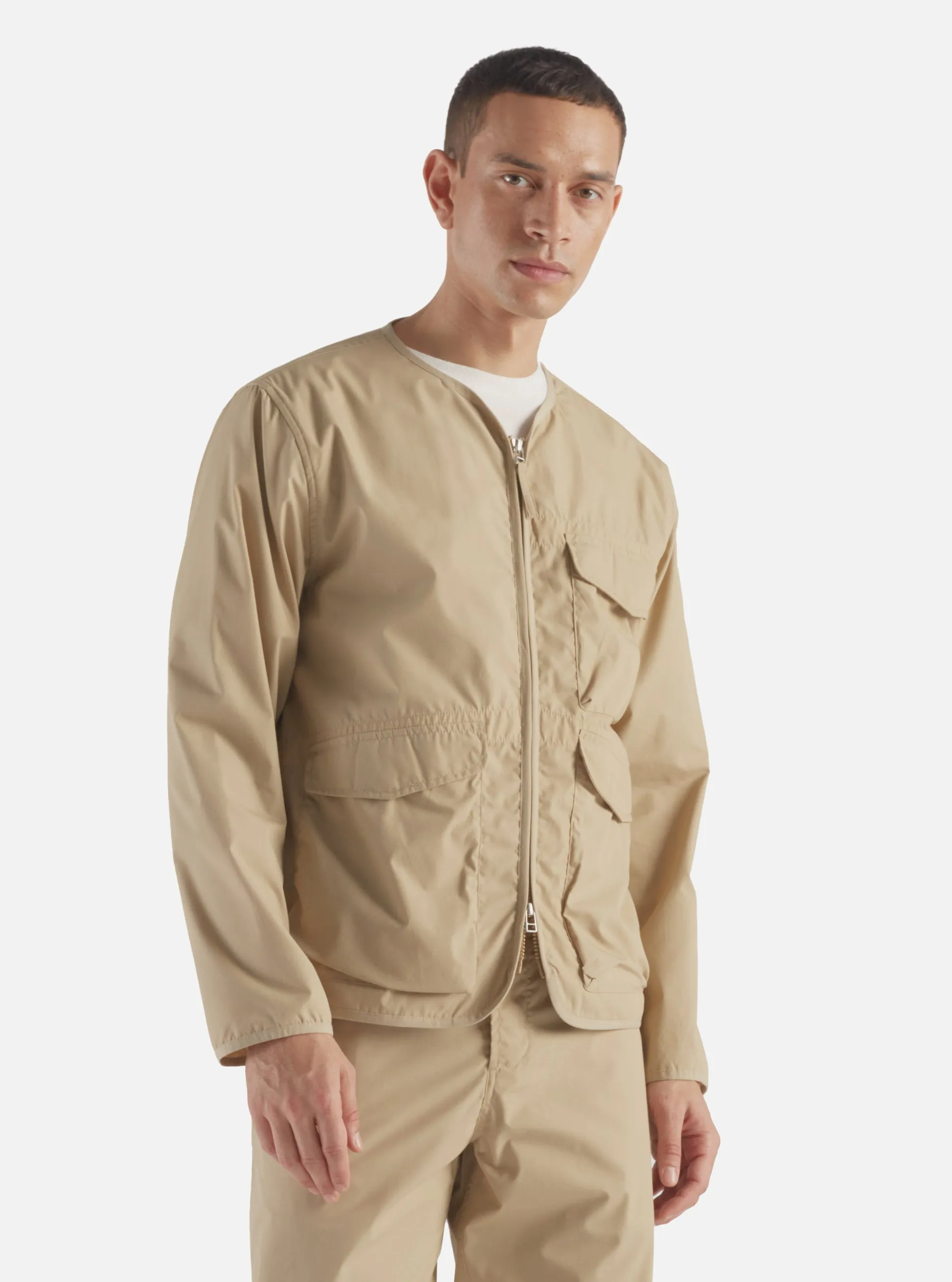 Universal Works Parachute Liner Jacket in Sand Recycled Poly Tech sold by Universal Works