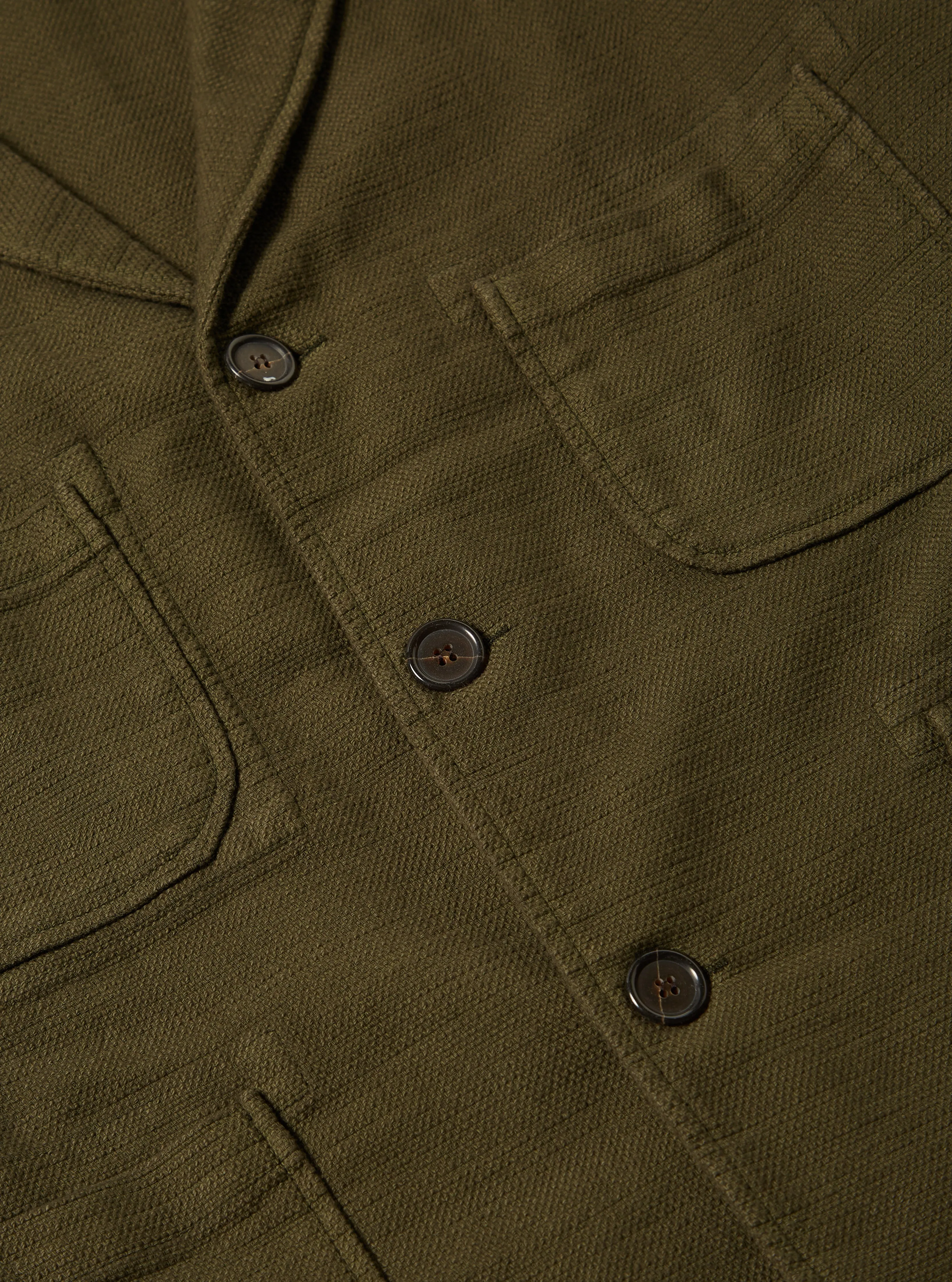 Universal Works Five Pocket Jacket in Olive Chevron Cotton sold by Universal Works product image thumbnail 5
