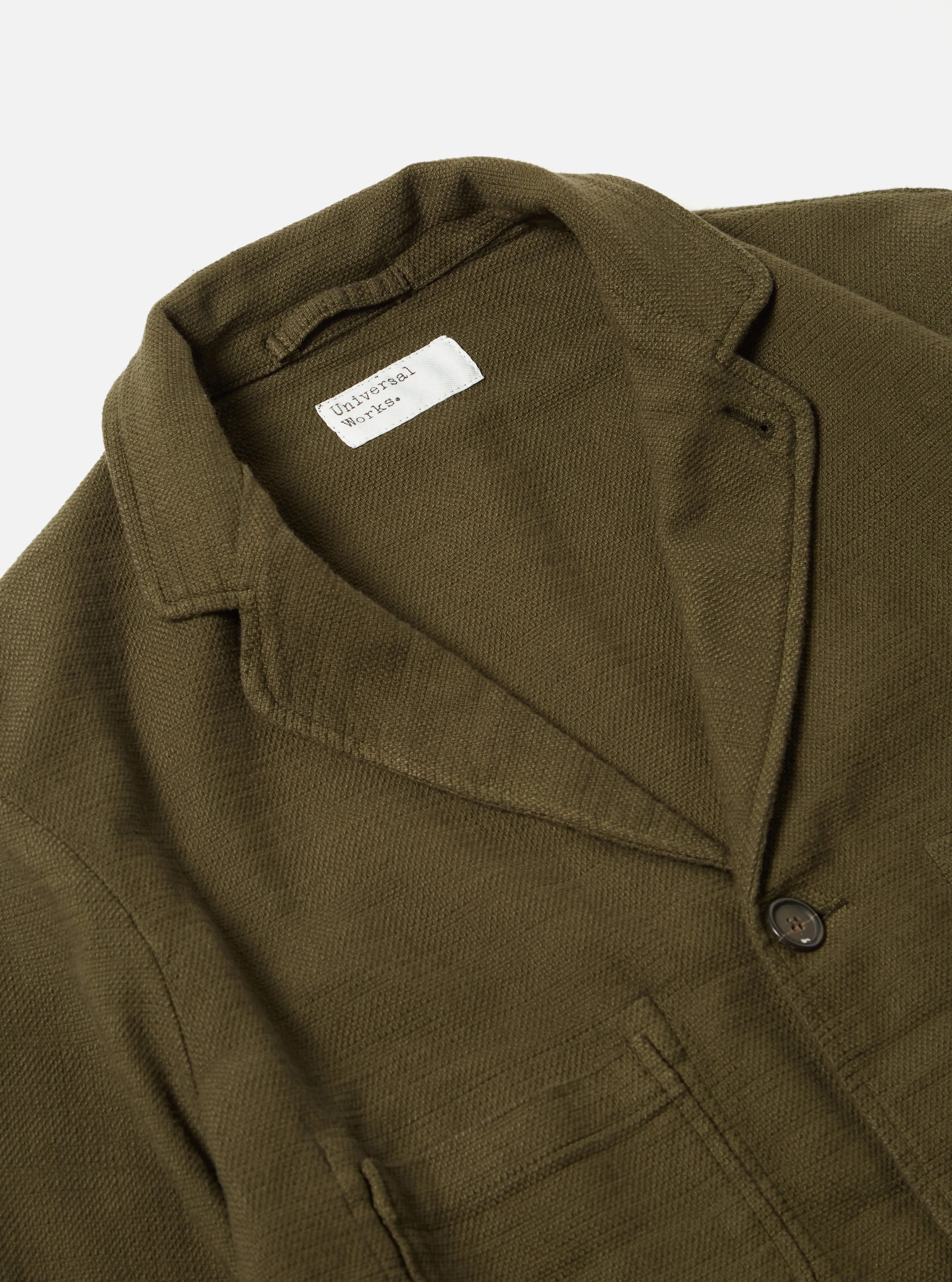 Universal Works Five Pocket Jacket in Olive Chevron Cotton sold by Universal Works product image thumbnail 3