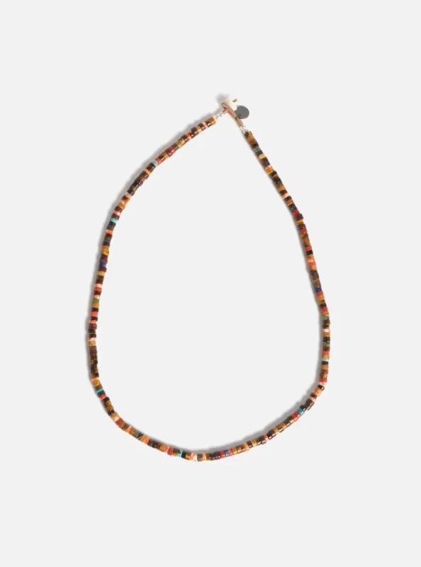 Mikia Heishi Beads Necklace in Brown Multi Jasper/Spone Coral/Yellow Tiger Eye made by Universal Works