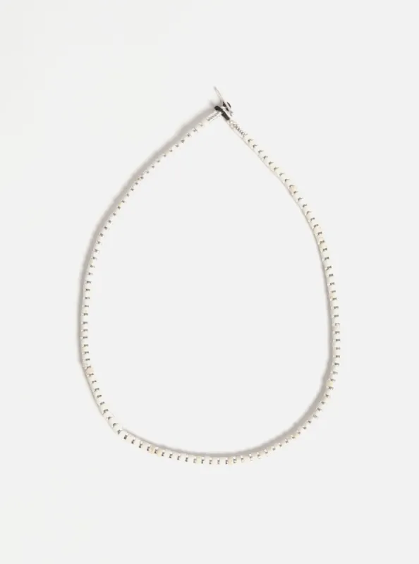 Mikia Heishi Necklace in Magnesite/Hematite/Sterling Silver made by Universal Works