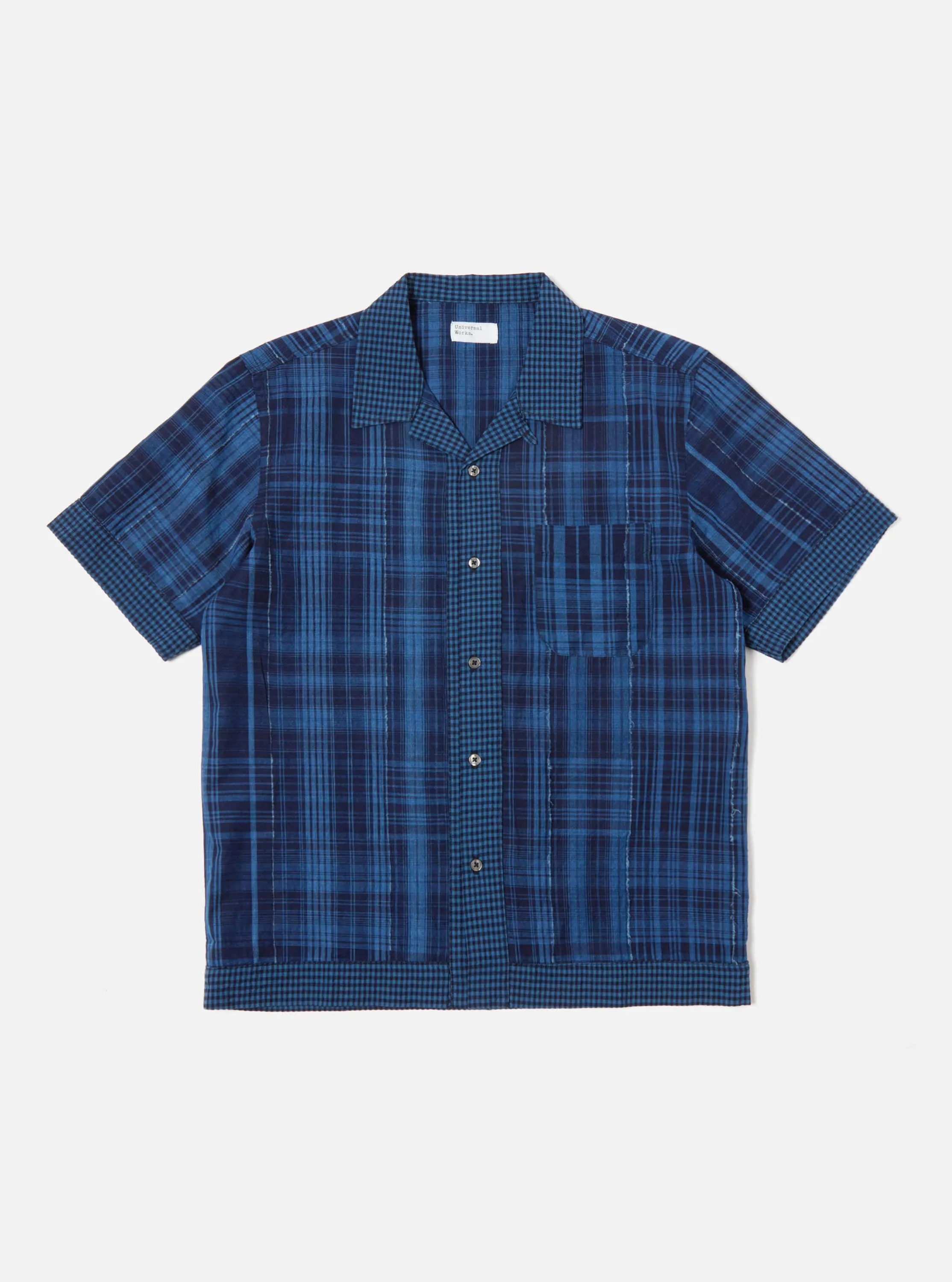 Universal Works Border Road Shirt in Indigo Raw/Gingham Mix sold by Universal Works product image thumbnail 2