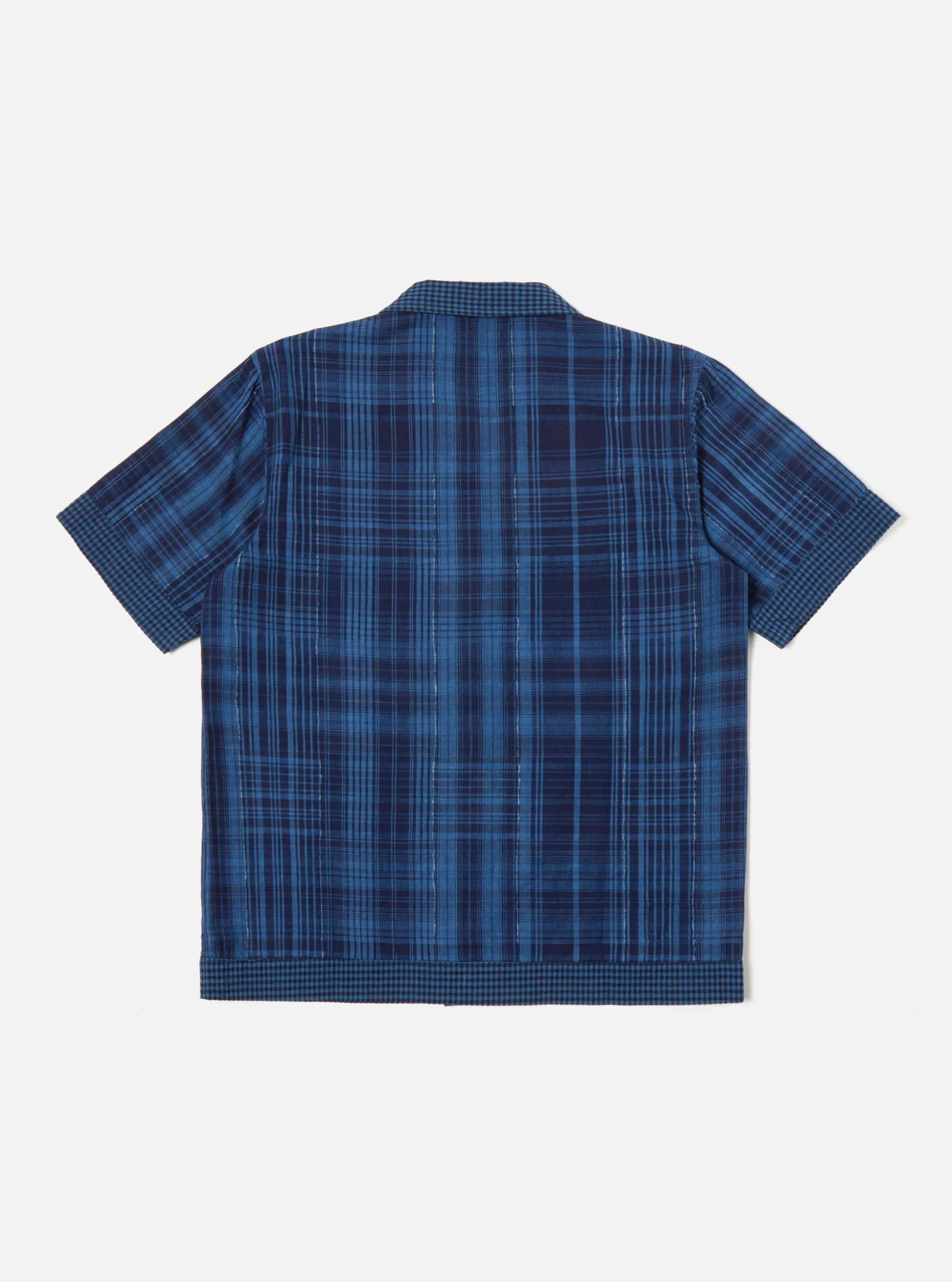 Universal Works Border Road Shirt in Indigo Raw/Gingham Mix sold by Universal Works product image thumbnail 3