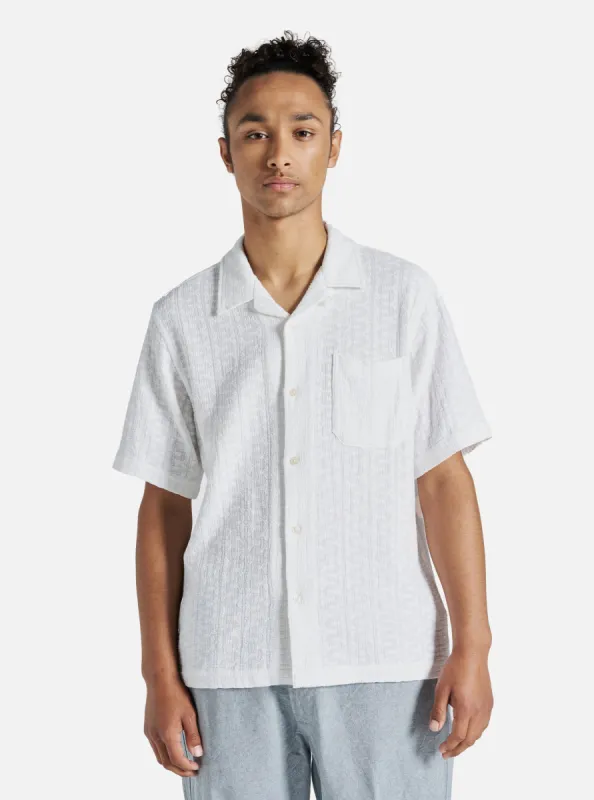 Universal Works Road Shirt in White Bobble Cotton sold by Universal Works