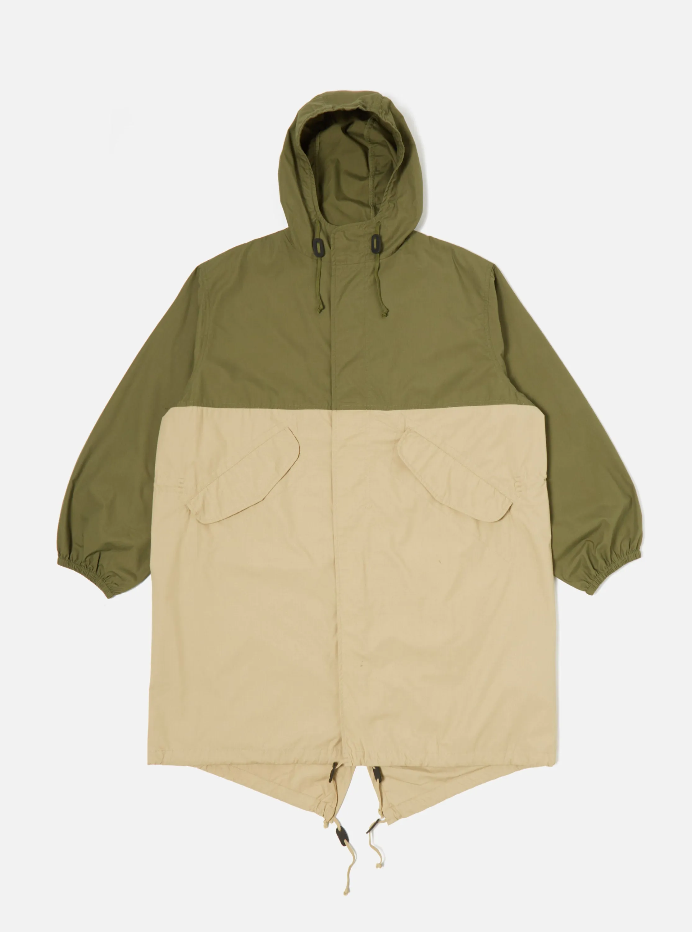 Universal Works Beach Parka in Olive/Sand Recycled Poly Tech sold by Universal Works product image thumbnail 2