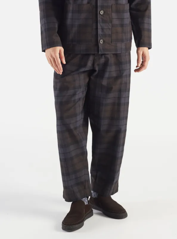 Universal Works Oxford Pant in Brown/Charcoal Oak Check sold by Universal Works