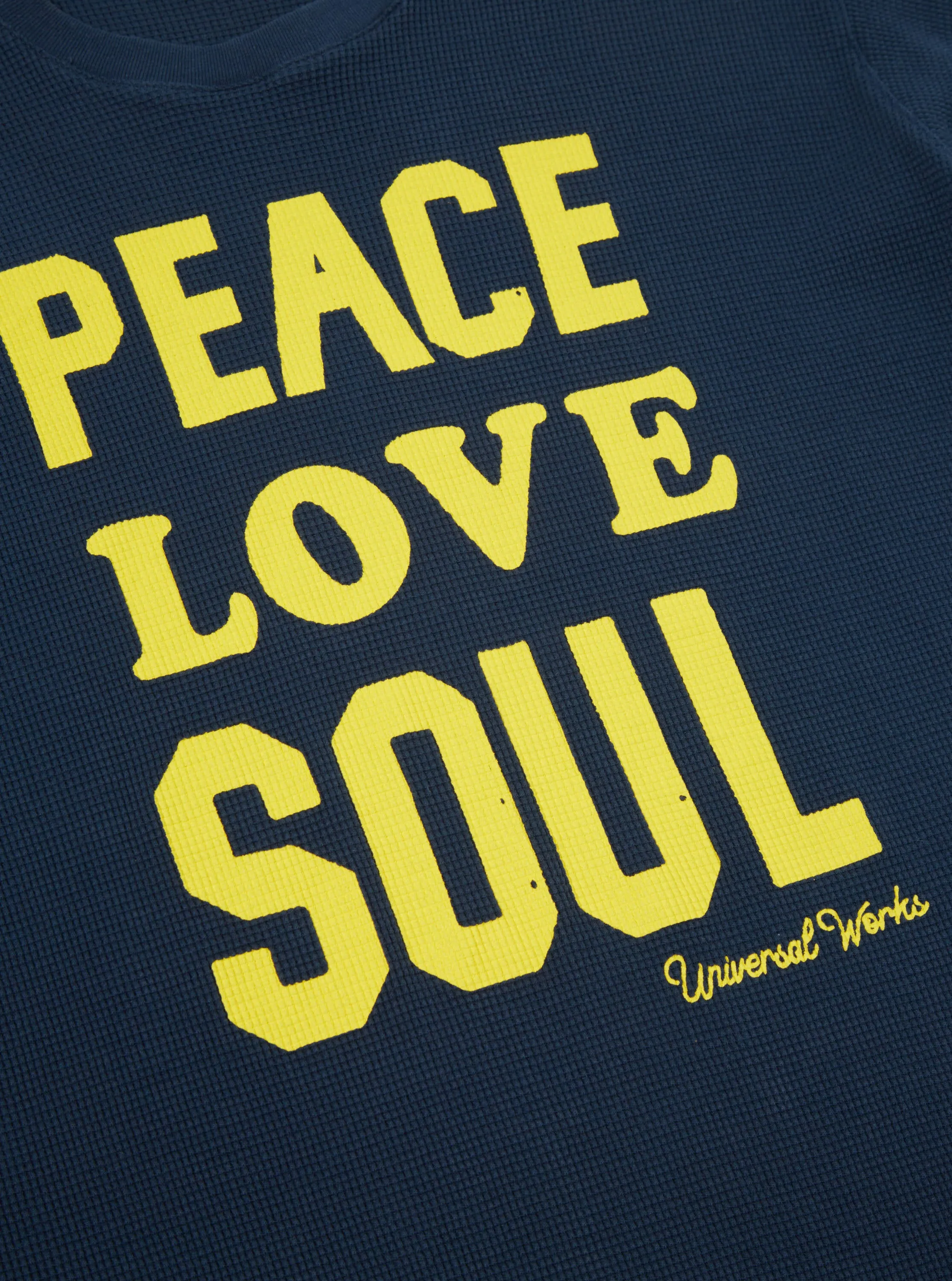 Universal Works Print Tee in Navy Organic Cotton/Hemp Waffle sold by Universal Works product image thumbnail 5