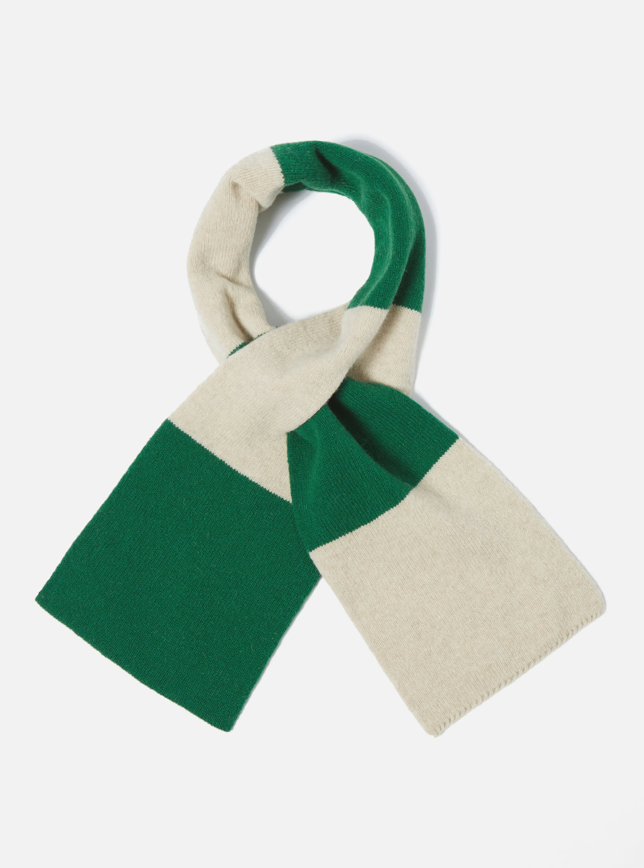 Beige/Green Soft Wool Deluxe Football Scarf sold by Universal Works