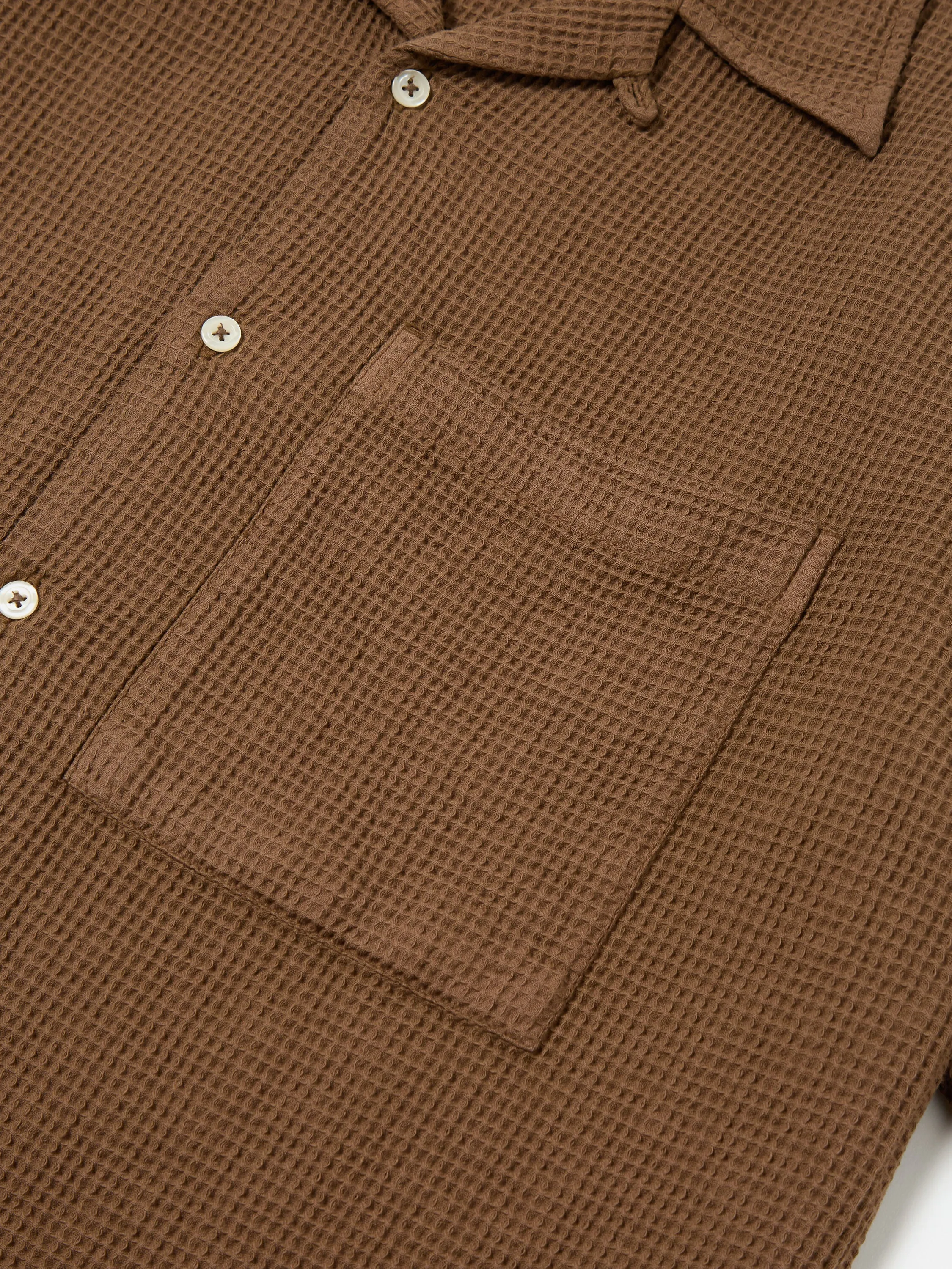 Universal Works Camp Shirt in Brown Japanese Waffle sold by Universal Works product image thumbnail 5