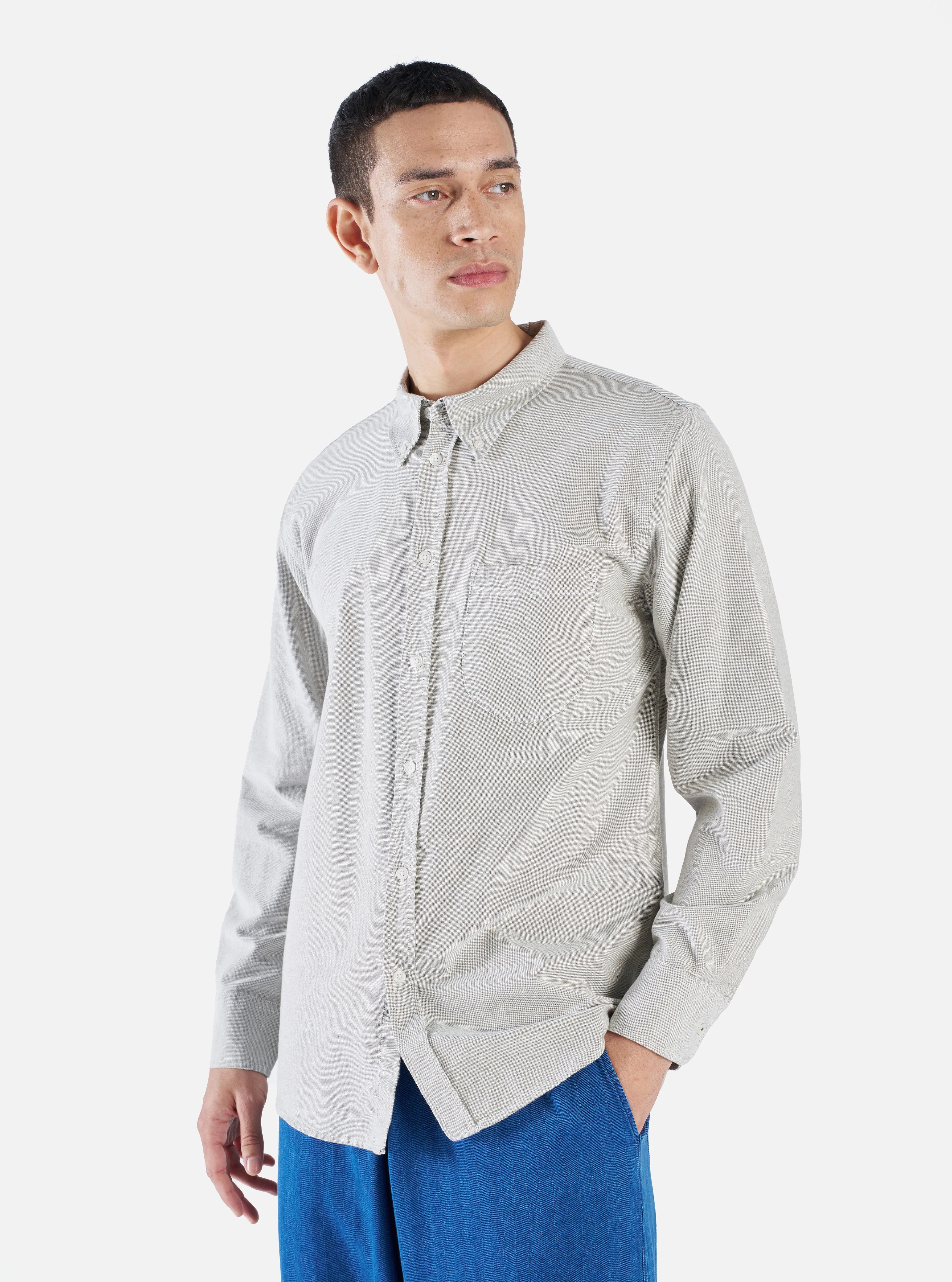 Universal Works Daybrook Shirt in Olive Oxford Cotton sold by Universal Works