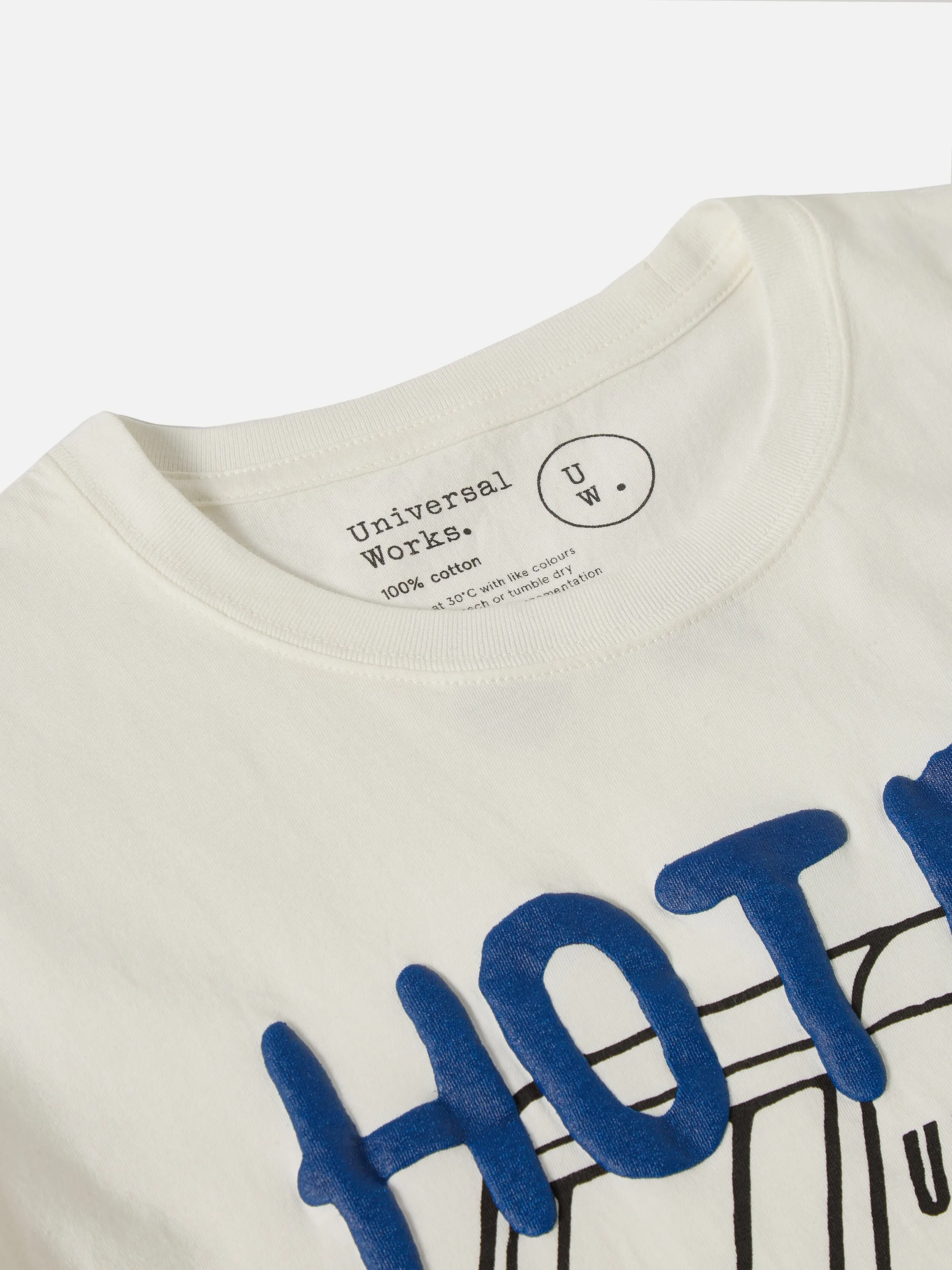 Universal Works Print Tee in Ecru 'Hotel Deluxe' Single Jersey sold by Universal Works product image thumbnail 4