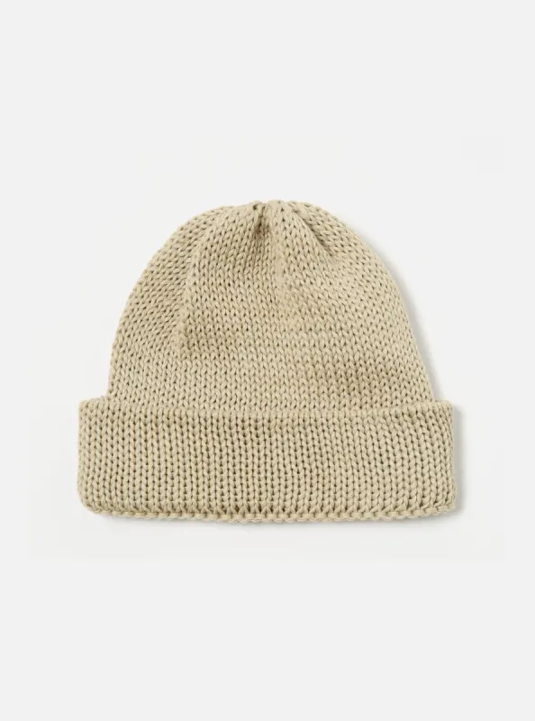 Universal Works Watch Cap in Dark Sand Eco Cotton sold by Universal Works