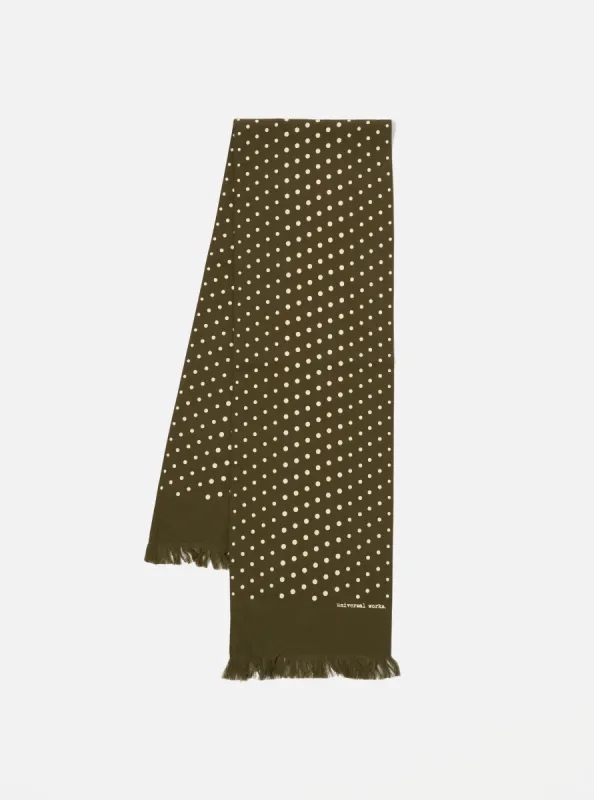 Olive Dot Print Short Scarf sold by Universal Works