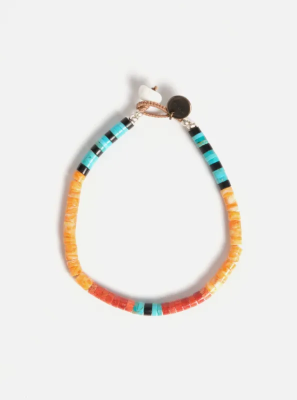 Mikia Spiny Oyster/Sponge Coral/Turquoise Heishi Beads Bracelet made by Universal Works