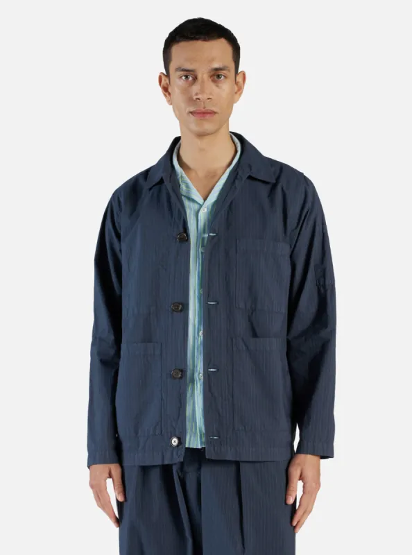 Universal Works Coverall Jacket in Navy Nearly Pinstripe sold by Universal Works