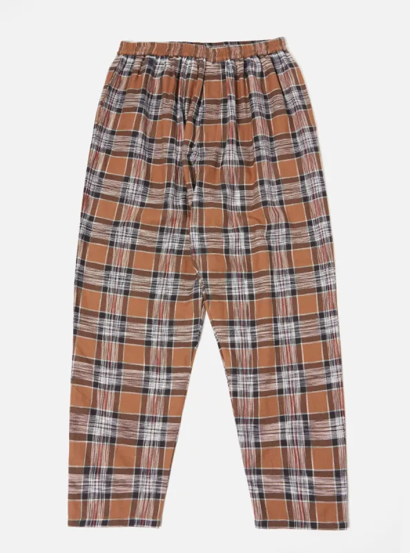 Universal Works Pyjama in Brown Ikat Twill Check sold by Universal Works