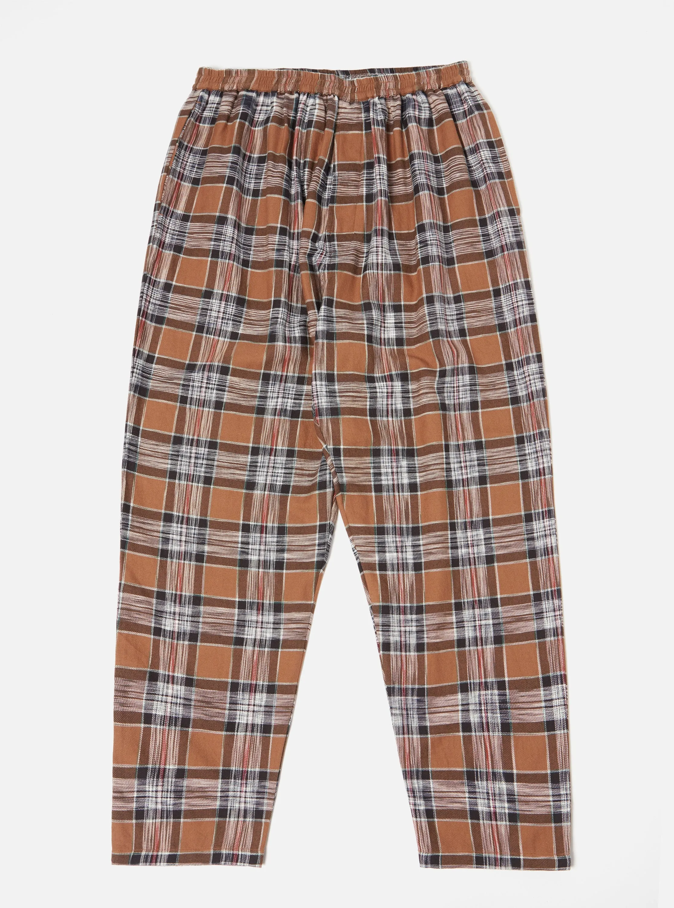 Universal Works Pyjama in Brown Ikat Twill Check sold by Universal Works