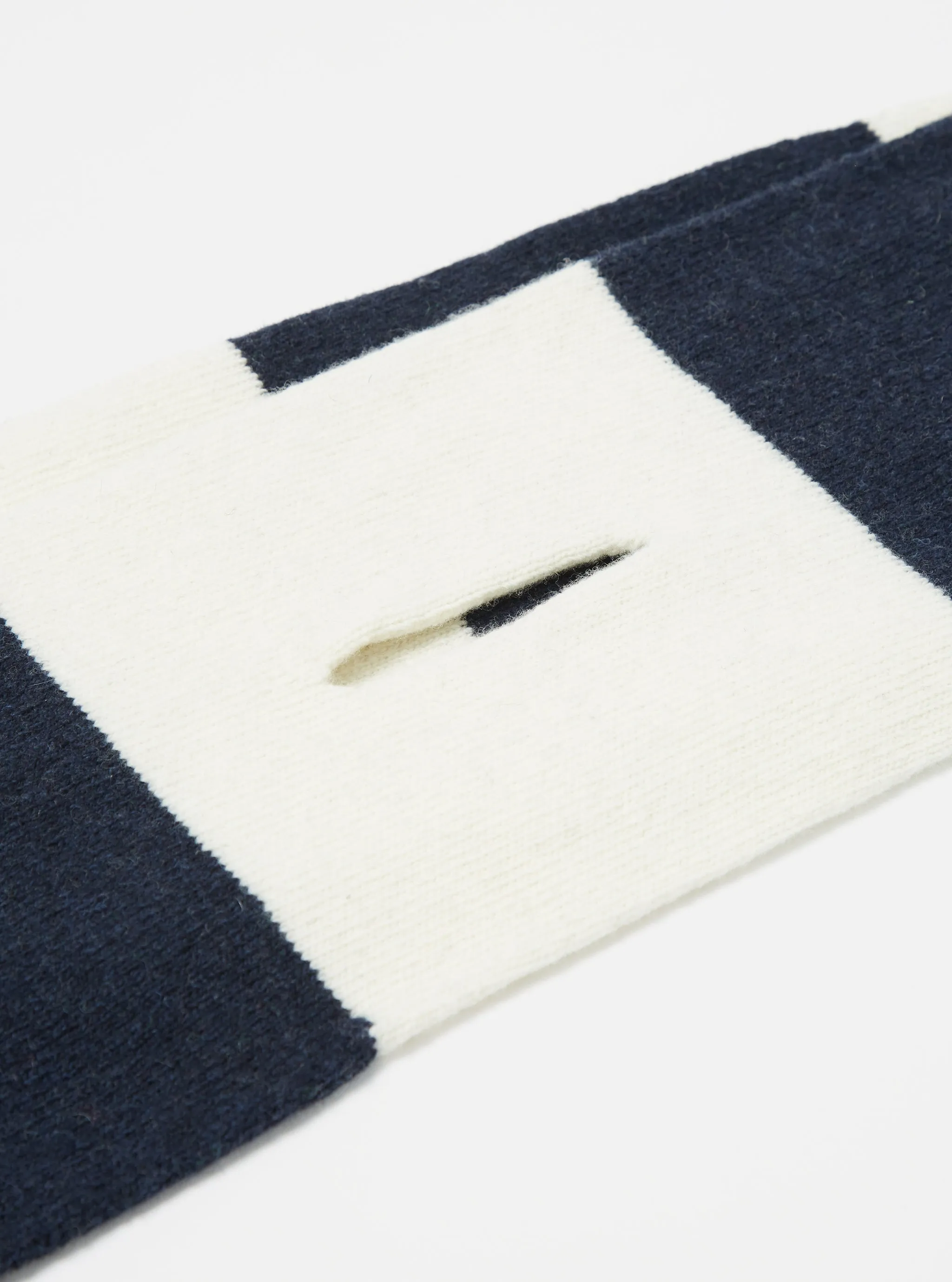Navy/Ecru Soft Wool Deluxe Football Scarf sold by Universal Works product image thumbnail 3
