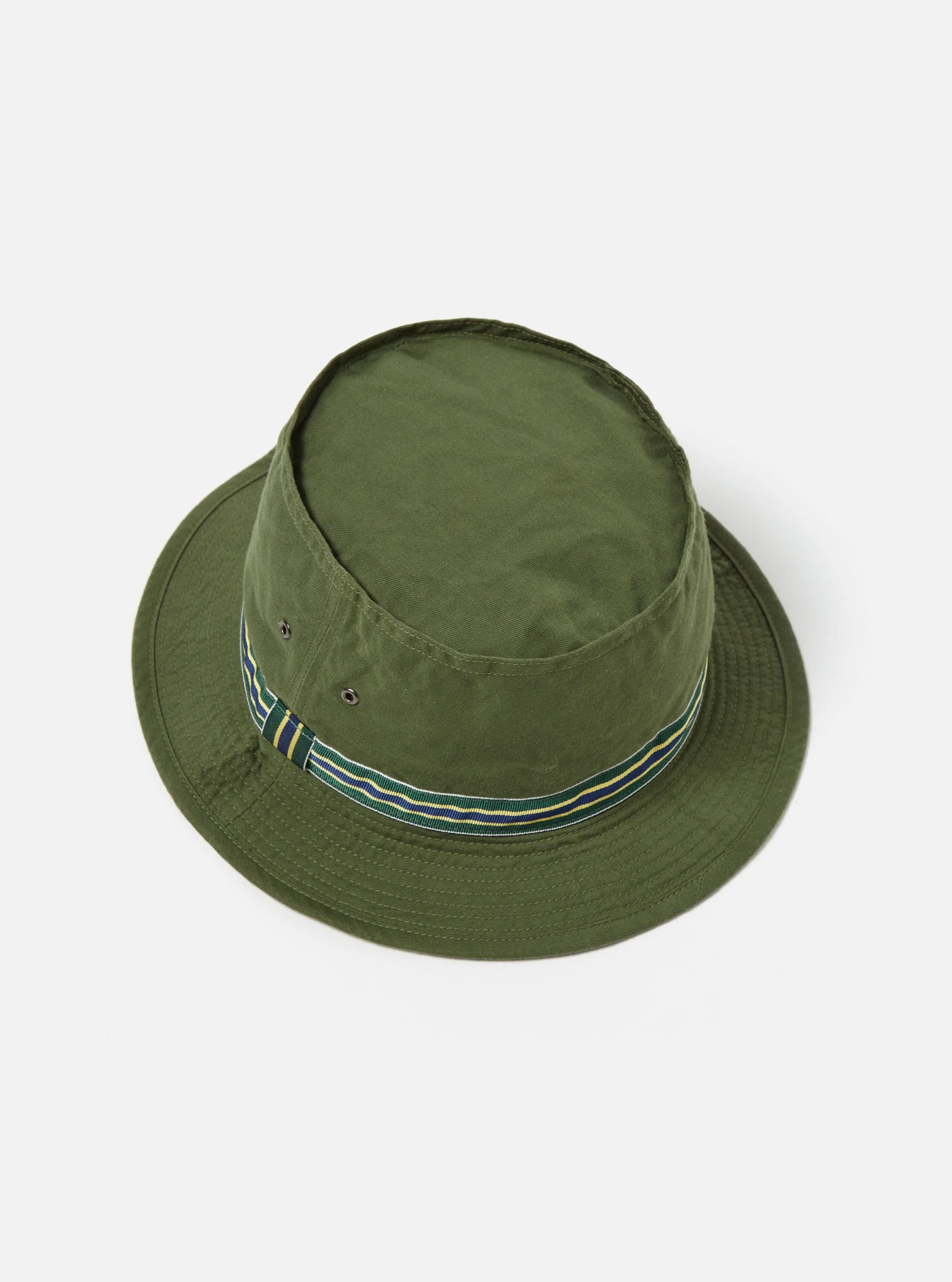 cableami® Pork Pie Hat in Olive Chino Cotton sold by Universal Works product image thumbnail 3