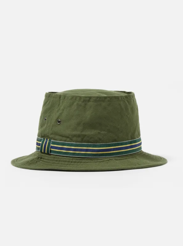cableami® Pork Pie Hat in Olive Chino Cotton sold by Universal Works
