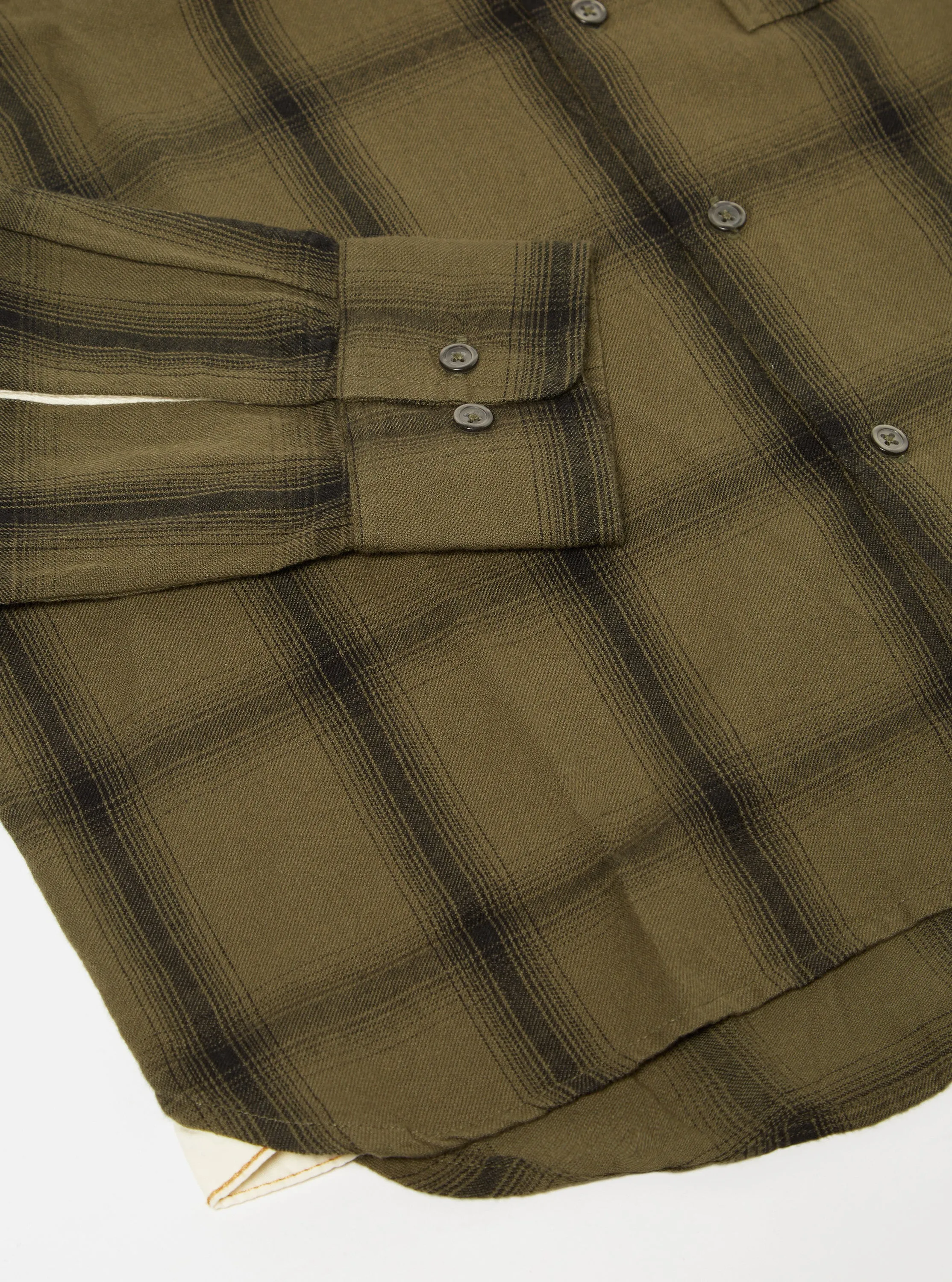 Universal Works Square Pocket Shirt in Olive Shadow Check sold by Universal Works product image thumbnail 5
