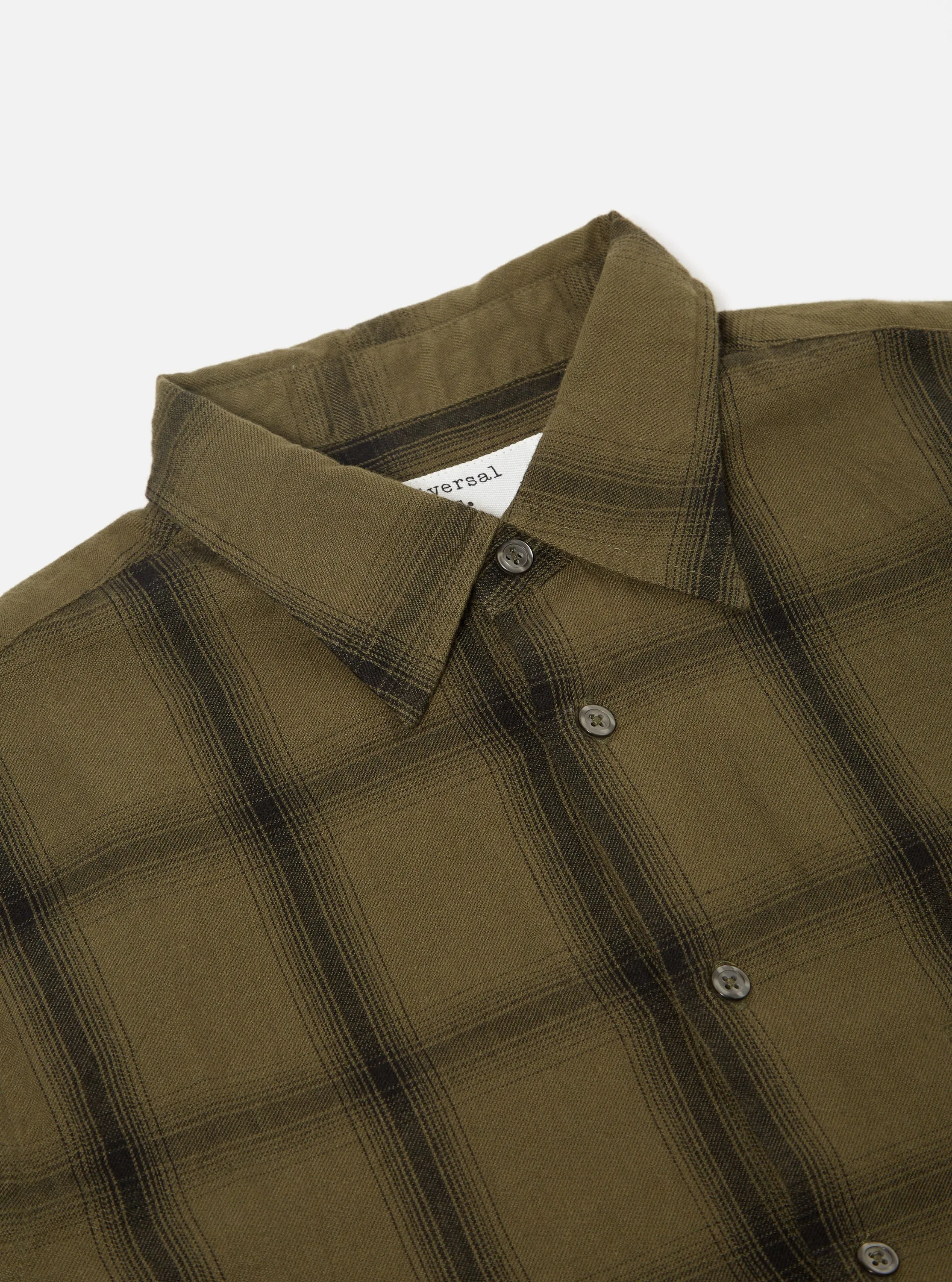 Universal Works Square Pocket Shirt in Olive Shadow Check sold by Universal Works product image thumbnail 3