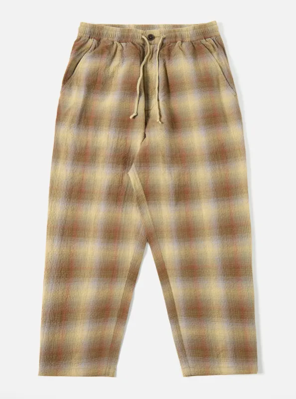 Universal Works Hi Water Trouser in Olive Portuguese Check Seersucker sold by Universal Works