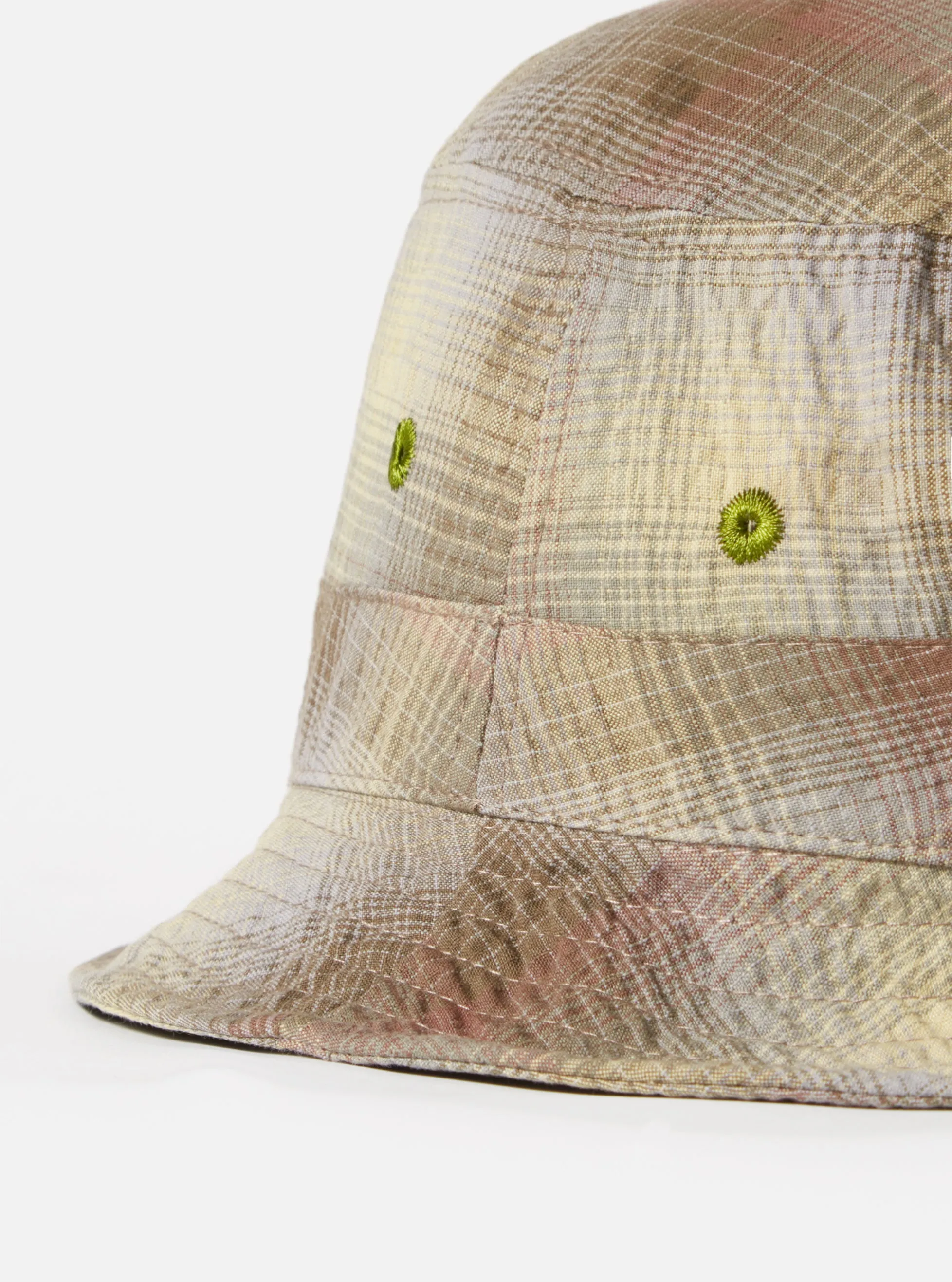 Universal Works Bucket Hat in Olive Portuguese Check Seersucker sold by Universal Works product image thumbnail 4